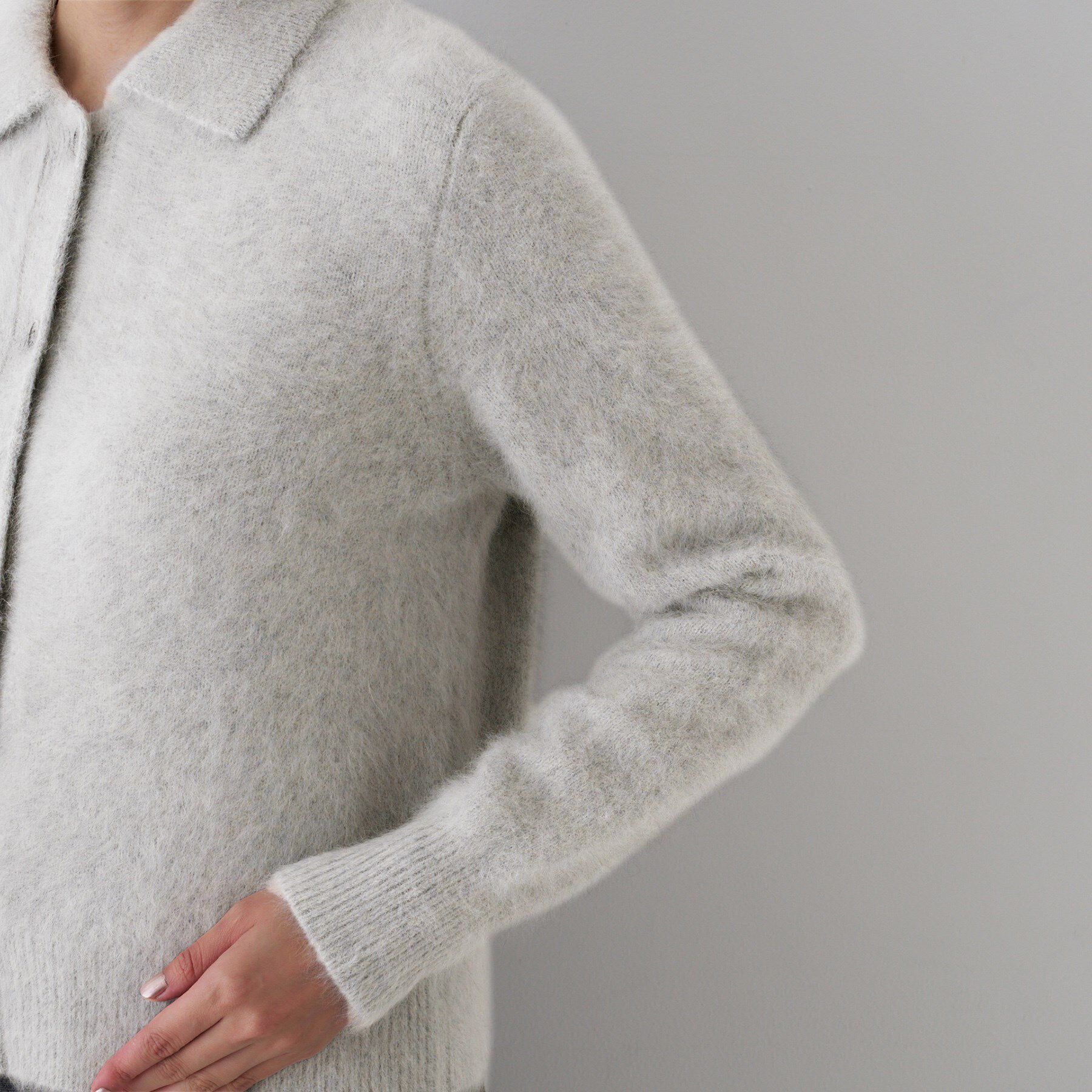 UNTITLED「【ふわふわニット/オンオフ使える】フォックスカシミヤ衿付きカーディガン」|カーディガン|