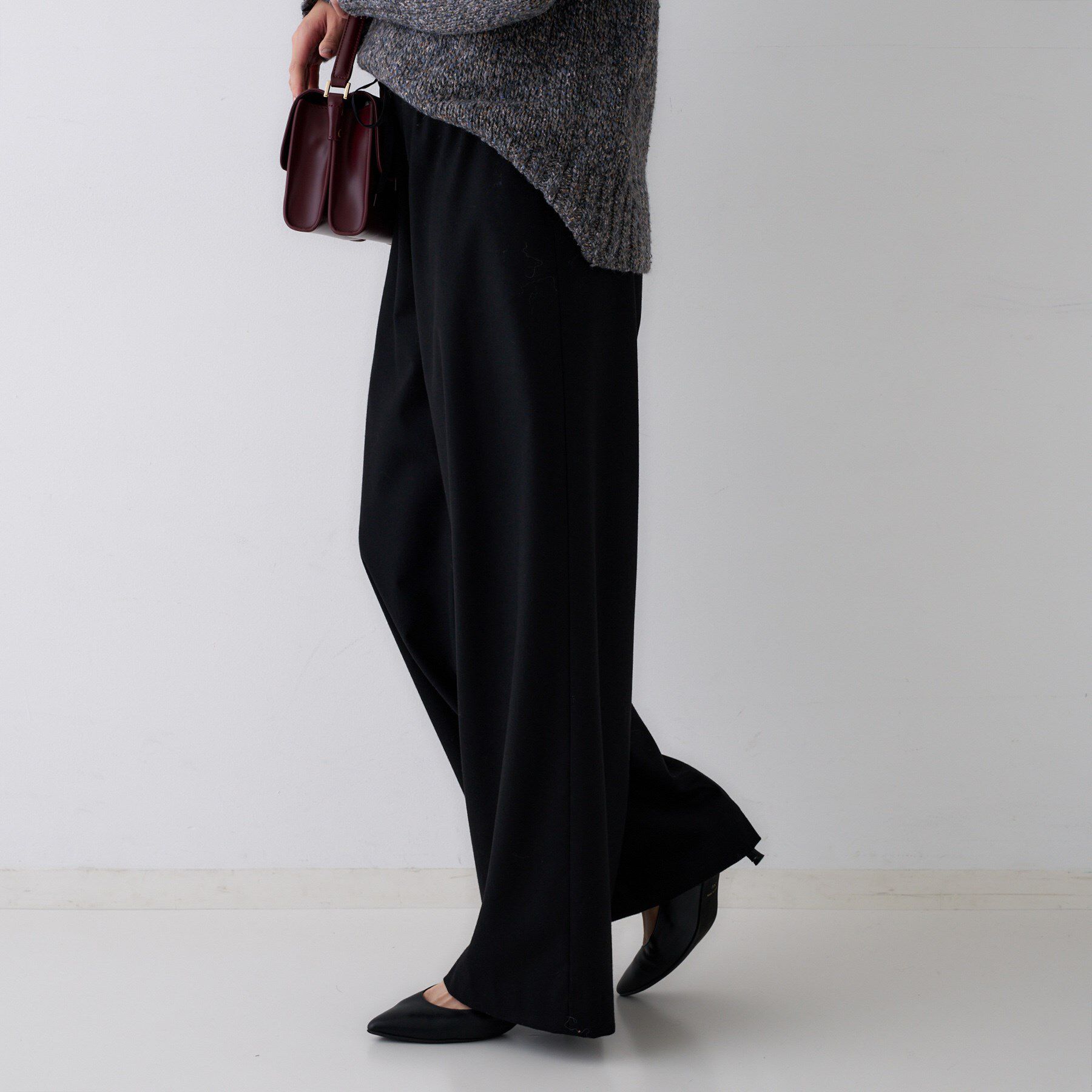 UNTITLED「【きれいめリラクシー/ウエストゴム】ウールサキソニー ワイドパンツ」|その他|