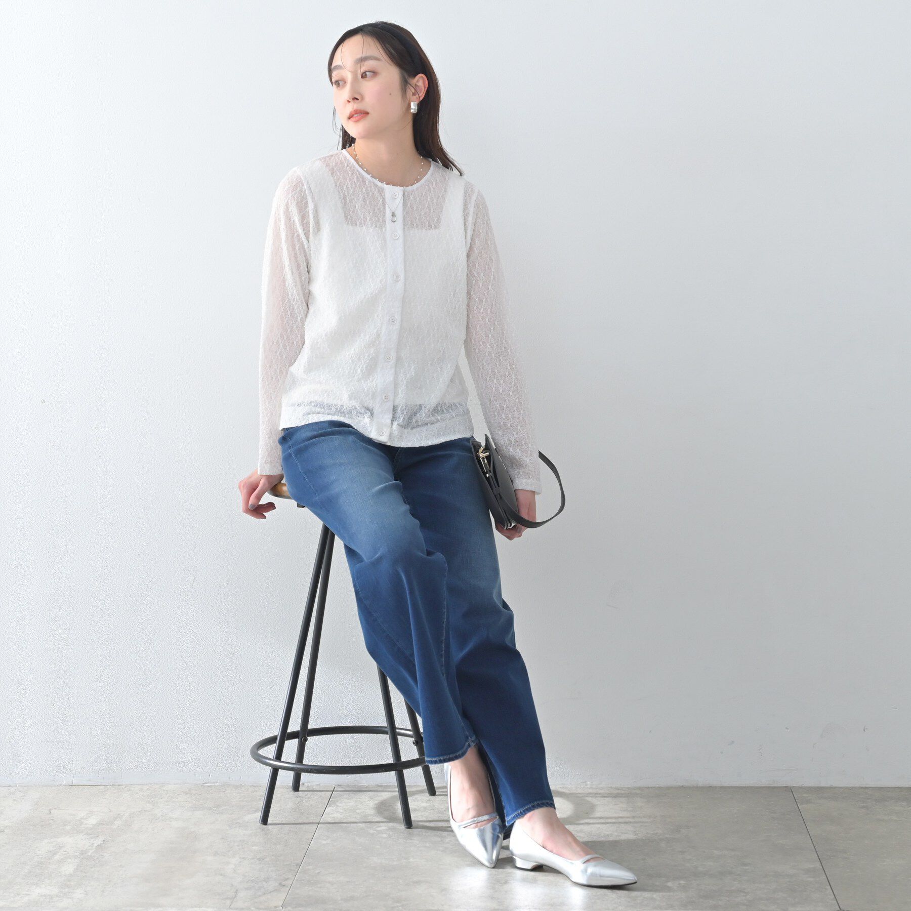 UNTITLED「【古畑星夏さん着用/シアー】ストレッチレースカーディガン」|カーディガン|