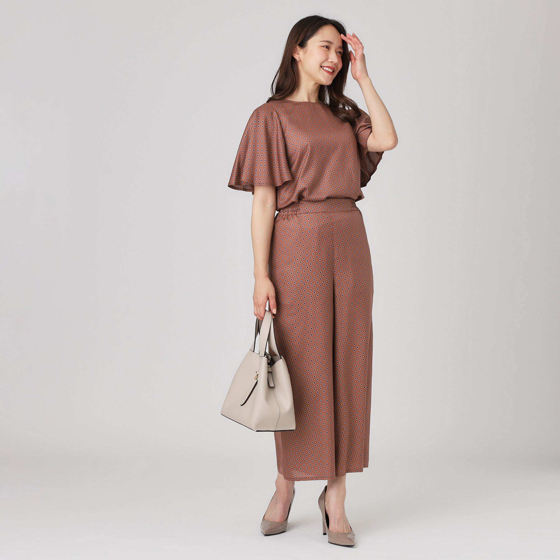 COUP DE CHANCE「【手洗い可／日本製】小紋柄フレアスリーブブラウス」|シャツ・ブラウス|