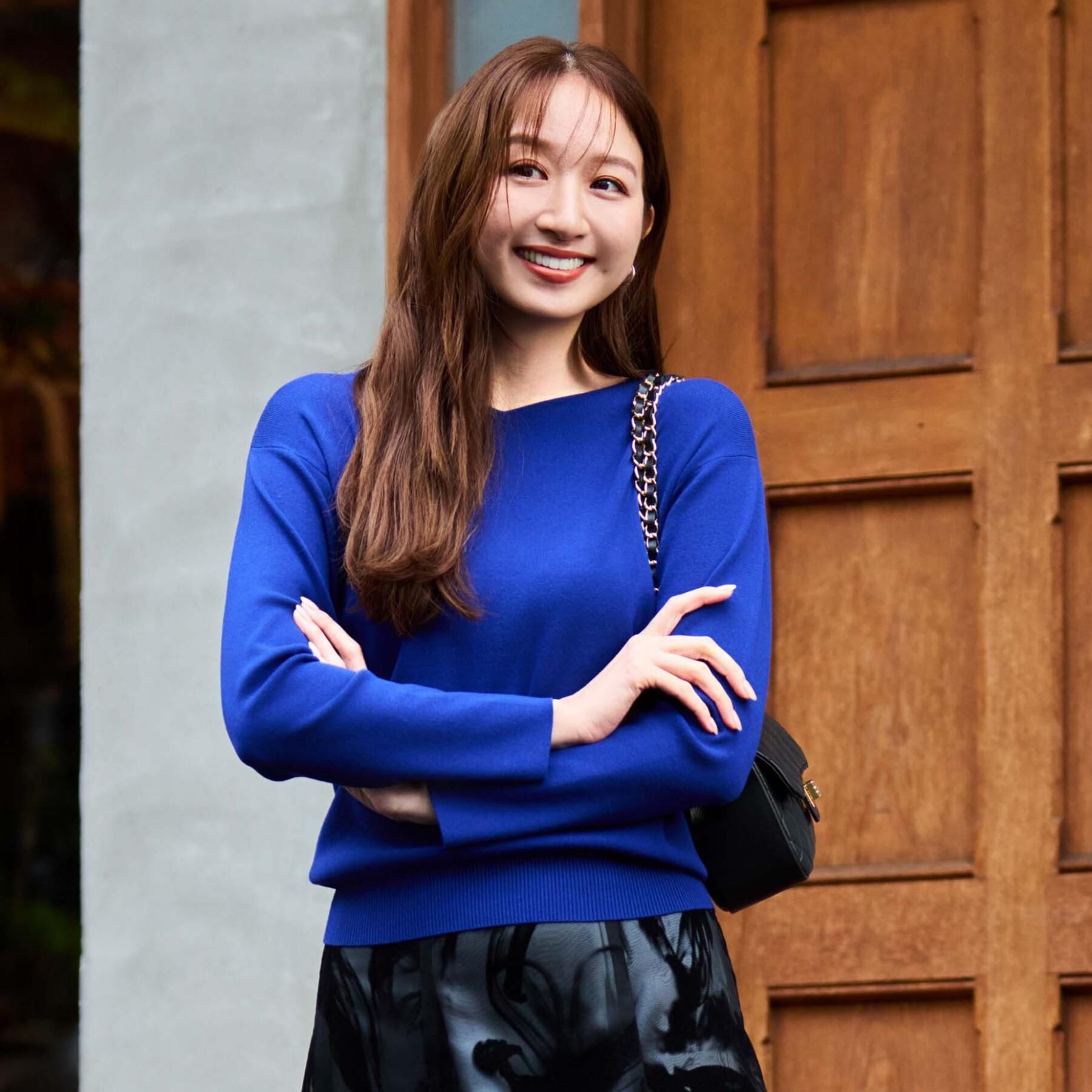 COUP DE CHANCE「【手洗い可】ハートネックのニットトップス」|ニット・セーター|ブルー(093)