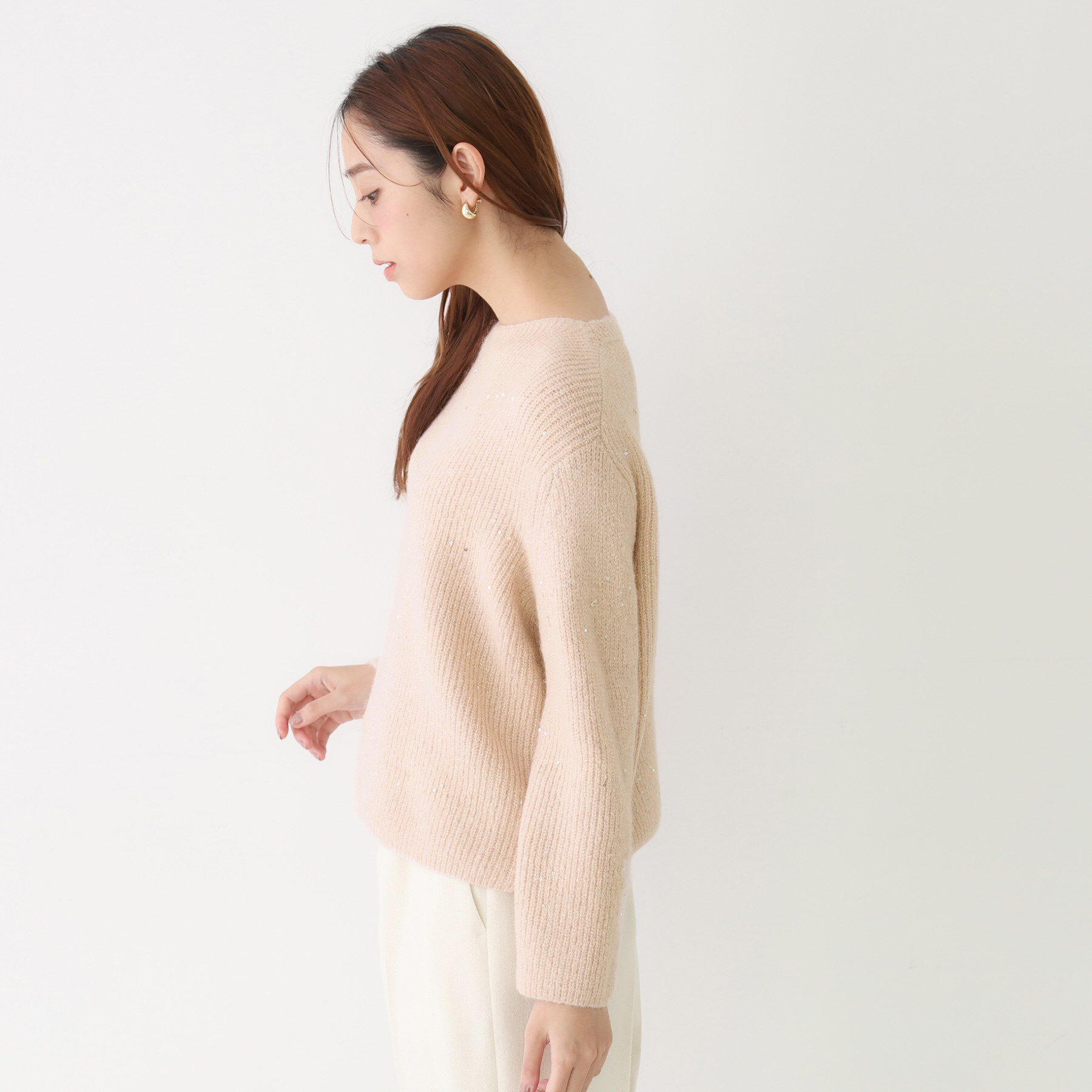 COUP DE CHANCE「【手洗い可】スパンコール付ニットトップス」|ニット・セーター|