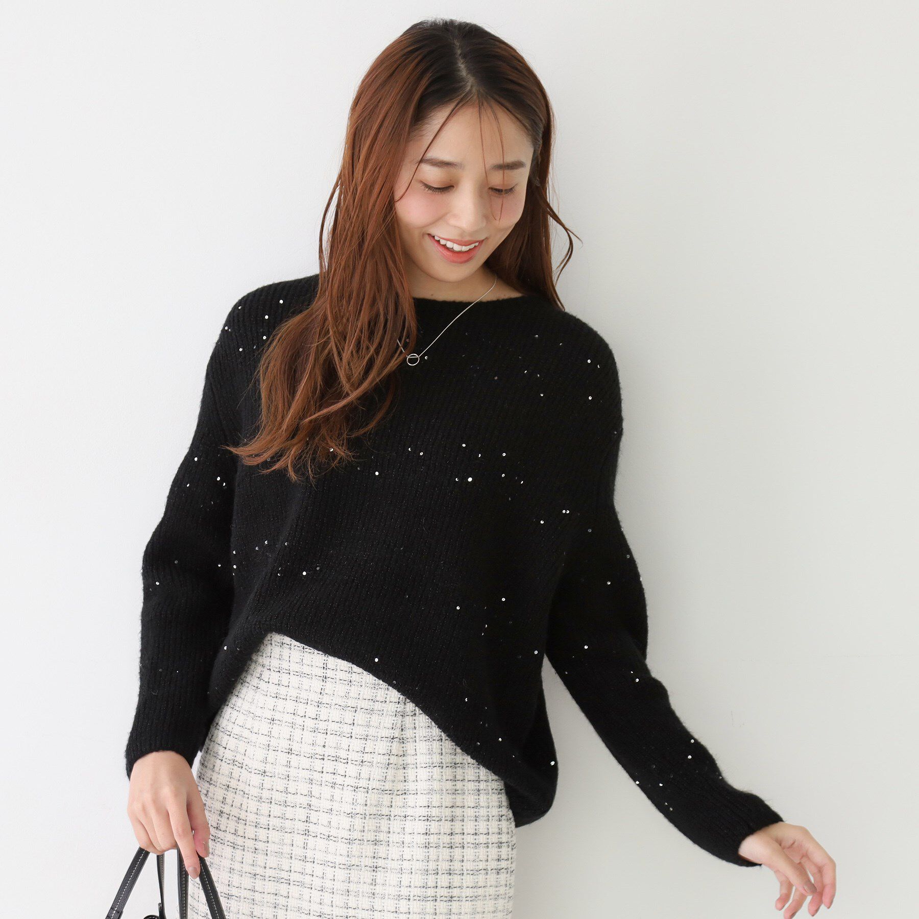 COUP DE CHANCE「【手洗い可】スパンコール付ニットトップス」|ニット・セーター|