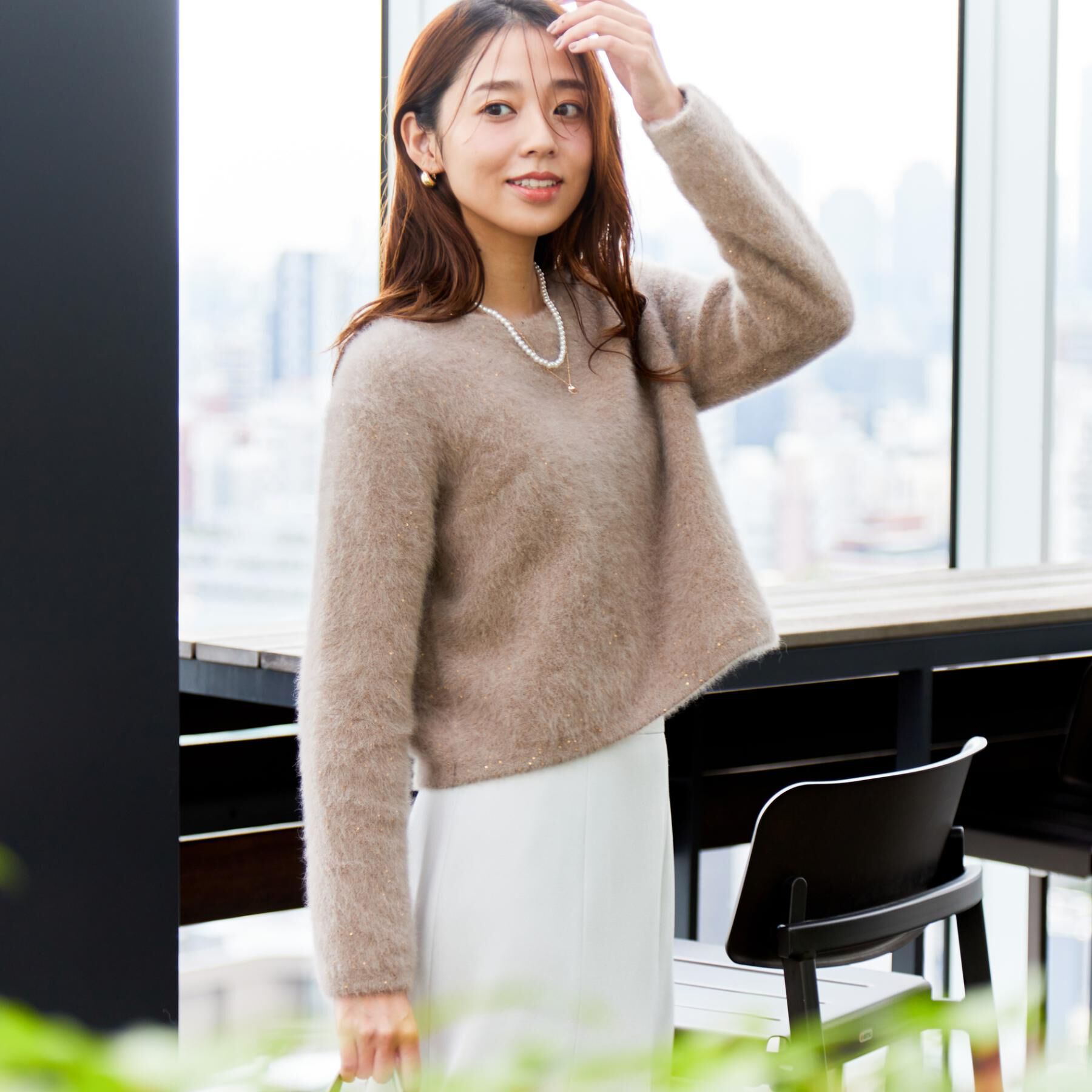 COUP DE CHANCE「【フォックス混／軽い着心地】ショート丈ニットトップス」|ニット・セーター|