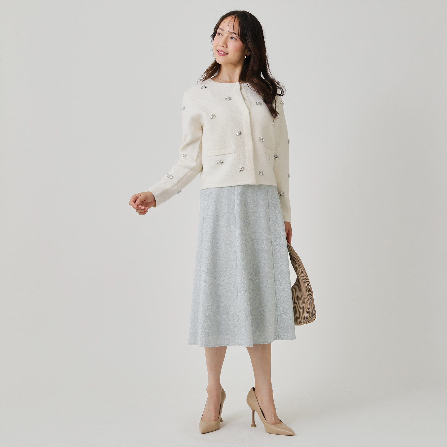 COUP DE CHANCE「【日本製】ラメ混ツイードフレアースカート」|スカート|