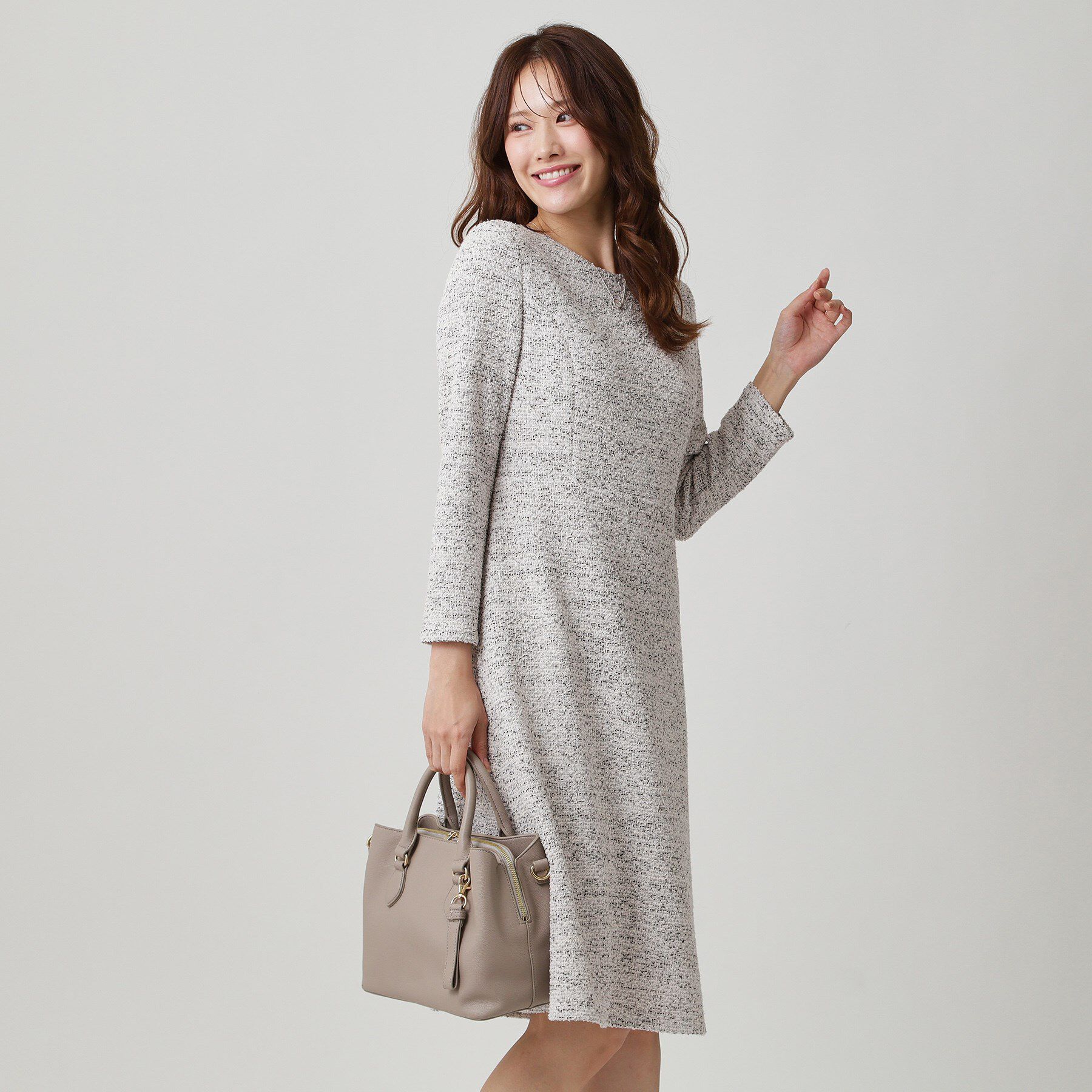 COUP DE CHANCE「【手洗い可／日本製／伸縮性】ツイード見えワンピース」|ワンピース|