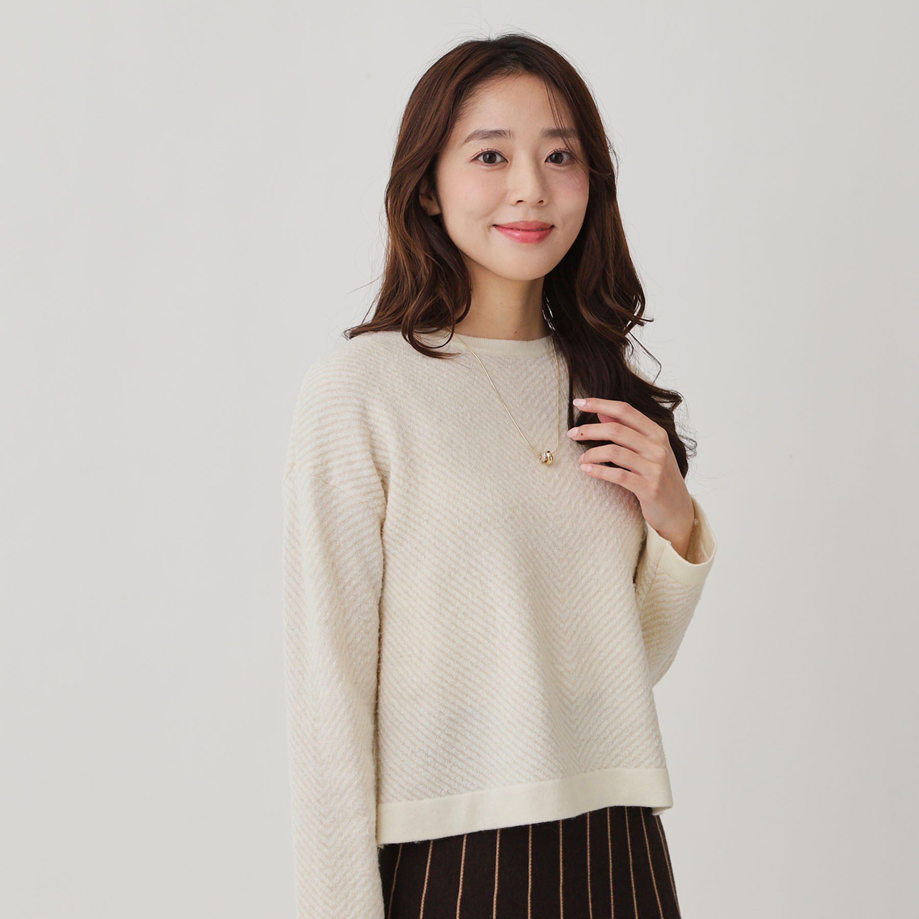 COUP DE CHANCE「【手洗い可】ジャガートニットトップス」|ニット・セーター|グレージュ(550)