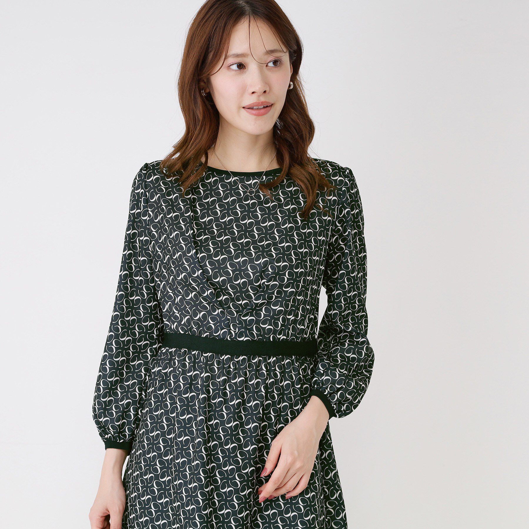 COUP DE CHANCE「【手洗い可】幾何柄プリントワンピース」|ワンピース|ネイビー(194)