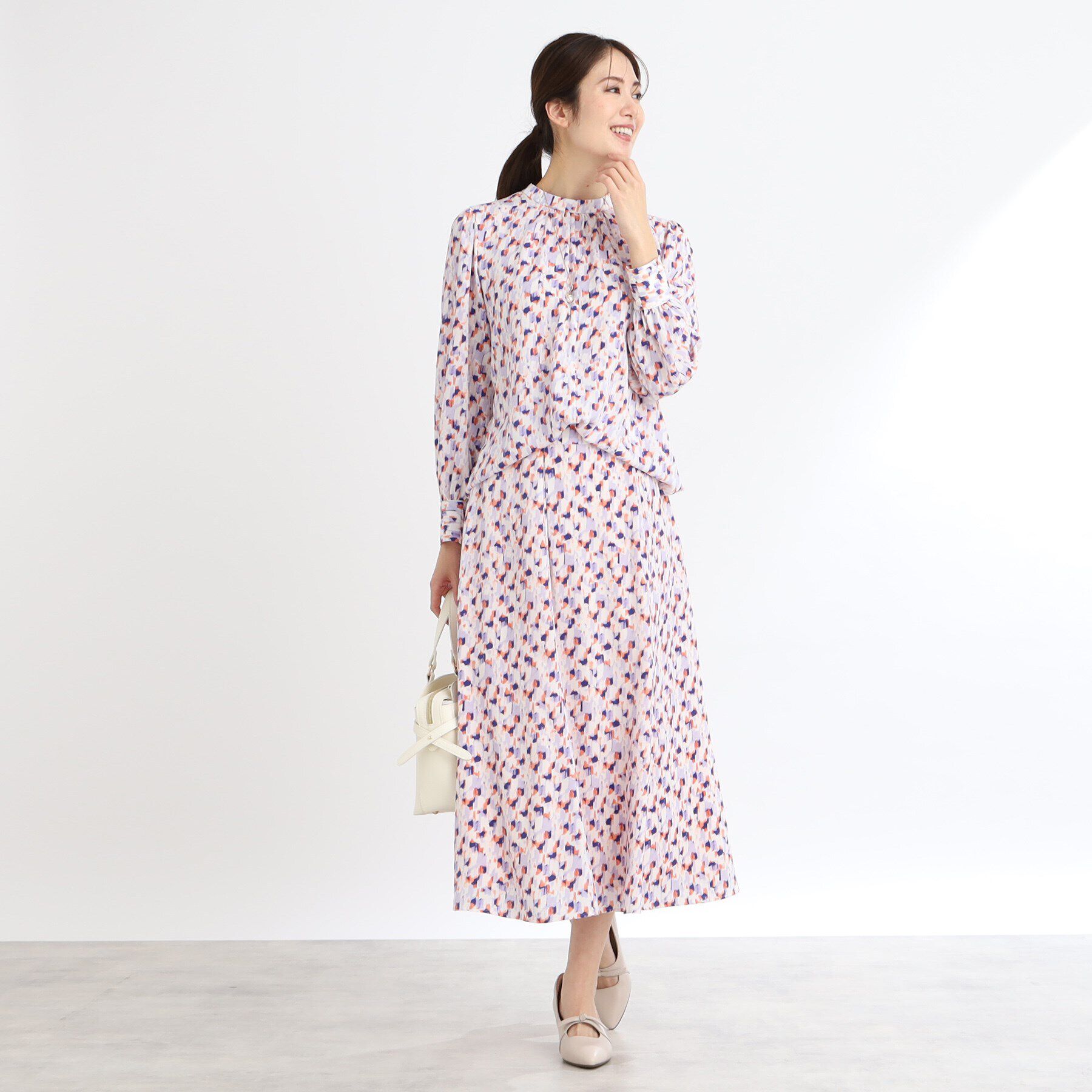 Reflect「【マシンウォッシュ可／セットアップ可】フリュイドプリントスカート」|スカート|