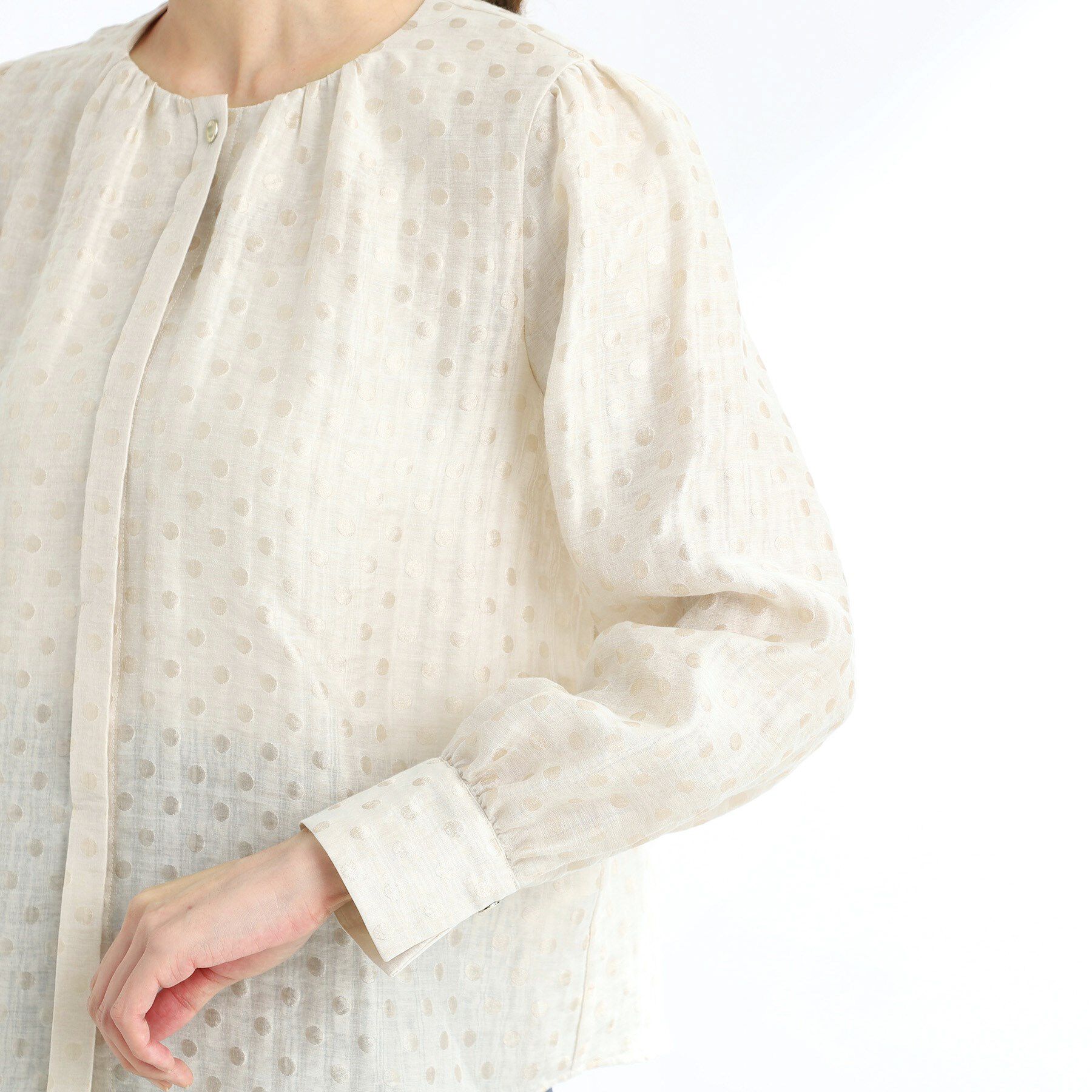 Reflect「【手洗い可】ドットジャカードブラウス」|シャツ・ブラウス|
