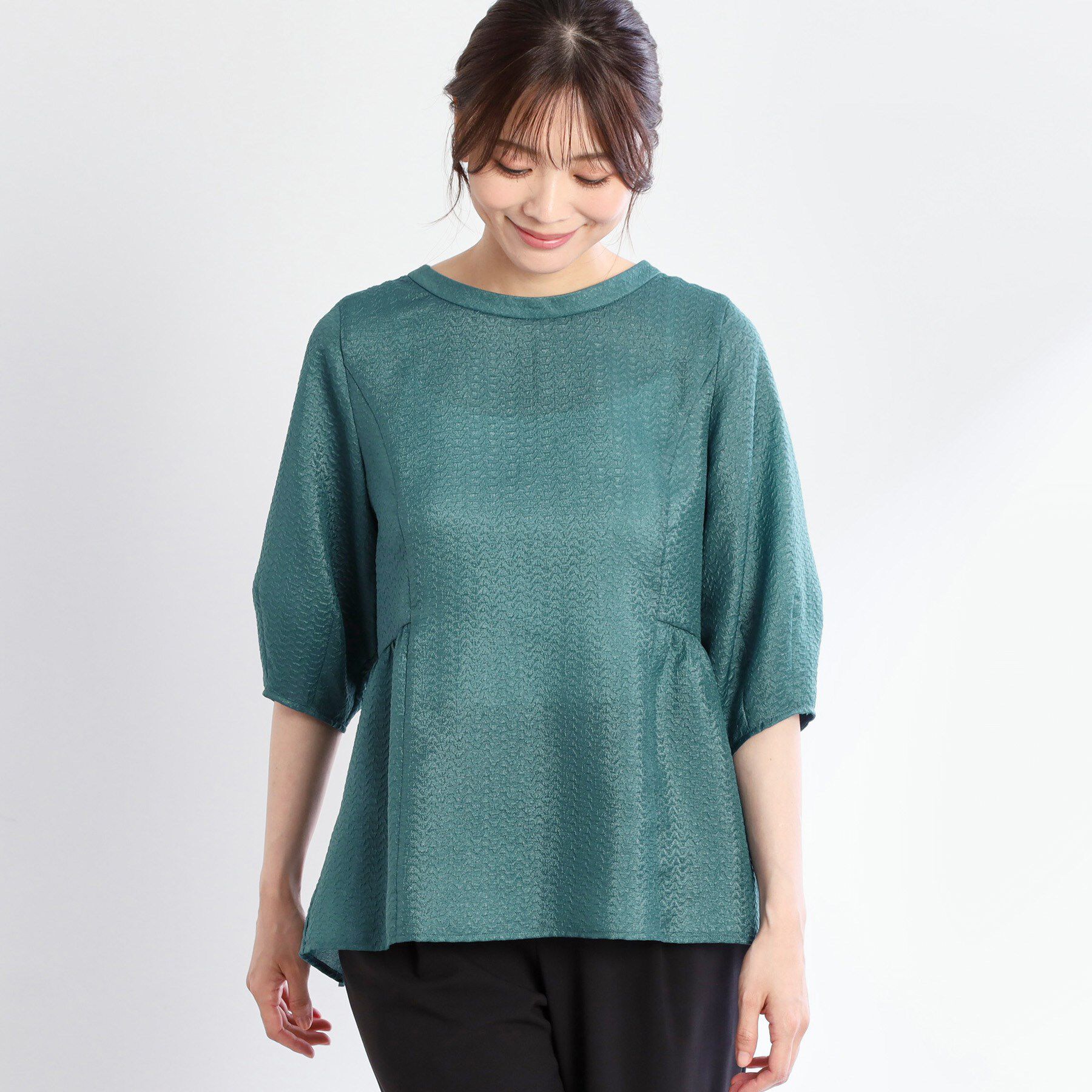 Reflect「【すっきり見え！長め丈】ペプラムデザインシアーブラウス」|シャツ・ブラウス|