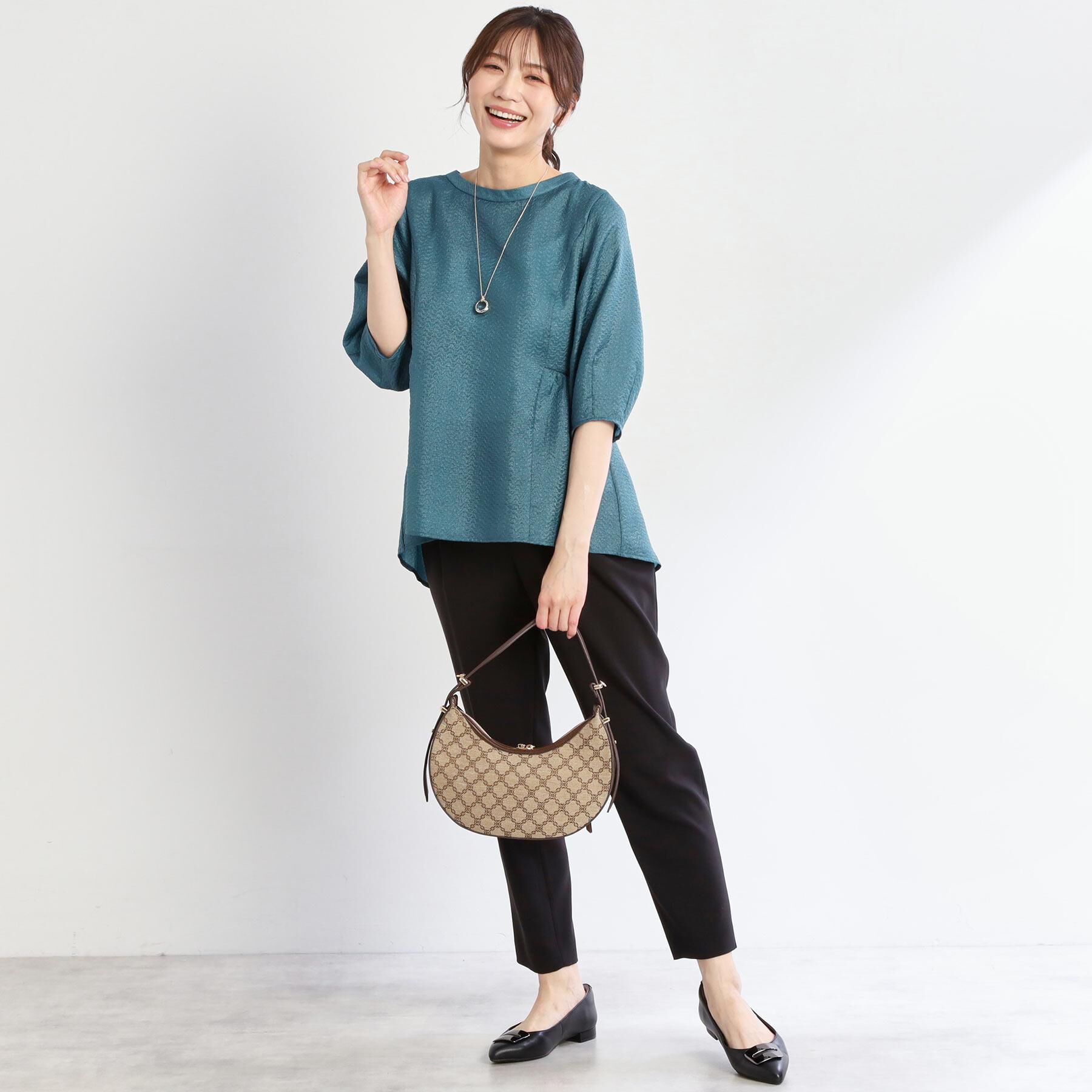 Reflect「【すっきり見え！長め丈】ペプラムデザインシアーブラウス」|シャツ・ブラウス|