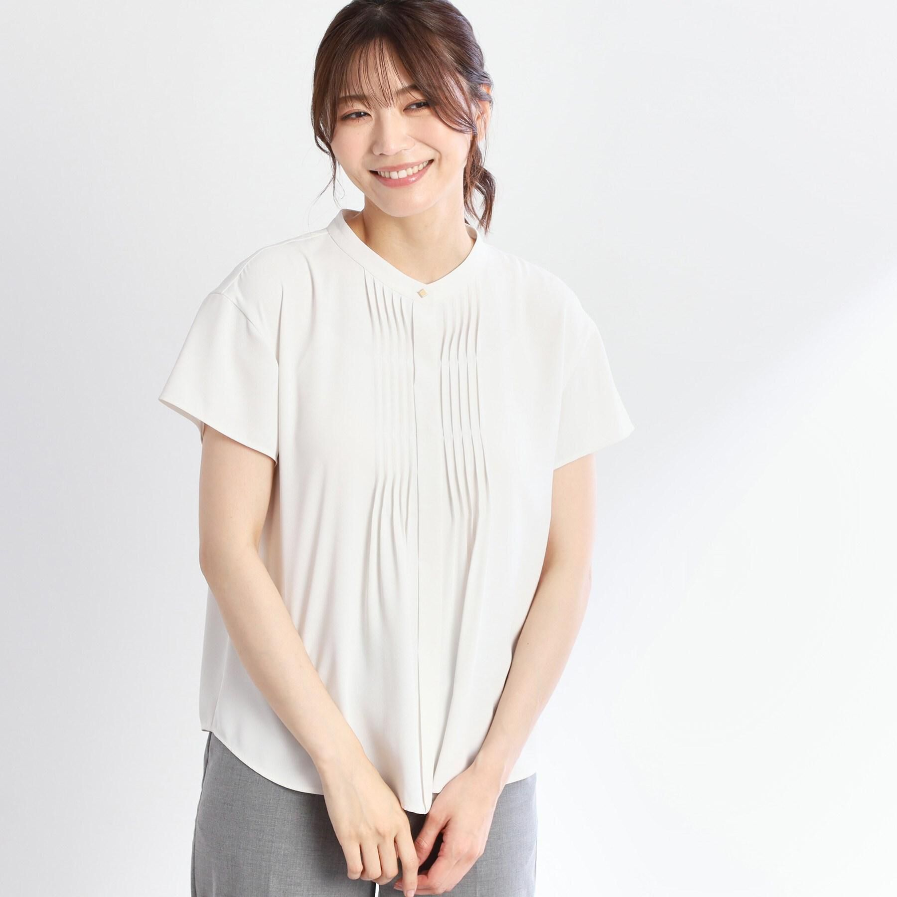 Reflect「【インナーに◎／すっきり見え！長め丈】タックデティールブラウス」|シャツ・ブラウス|