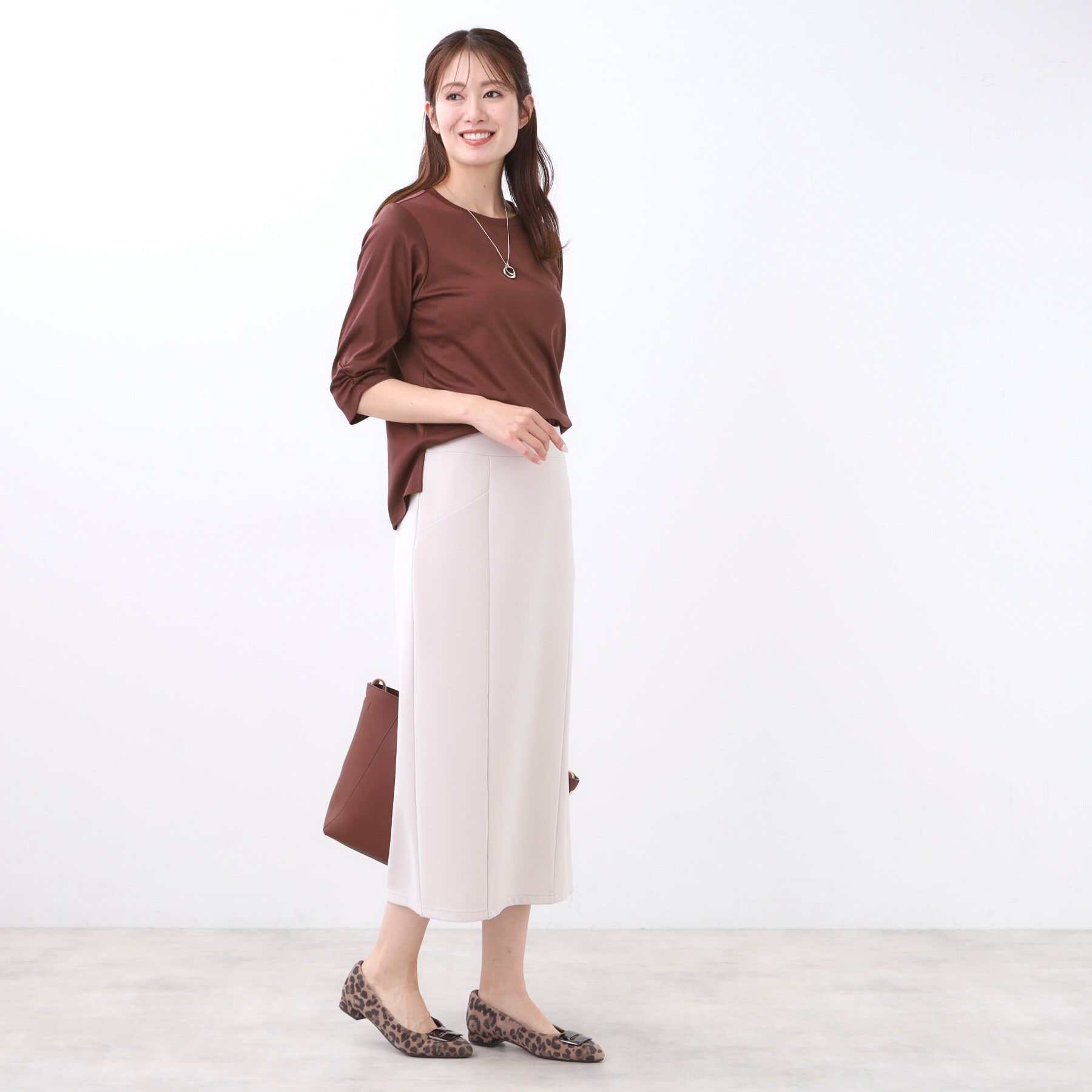 Reflect「【アウターを着てもすっきり／手洗い可／インナーにおすすめ◎】六分袖プルオーバージャージ」|Tシャツ・カットソー|