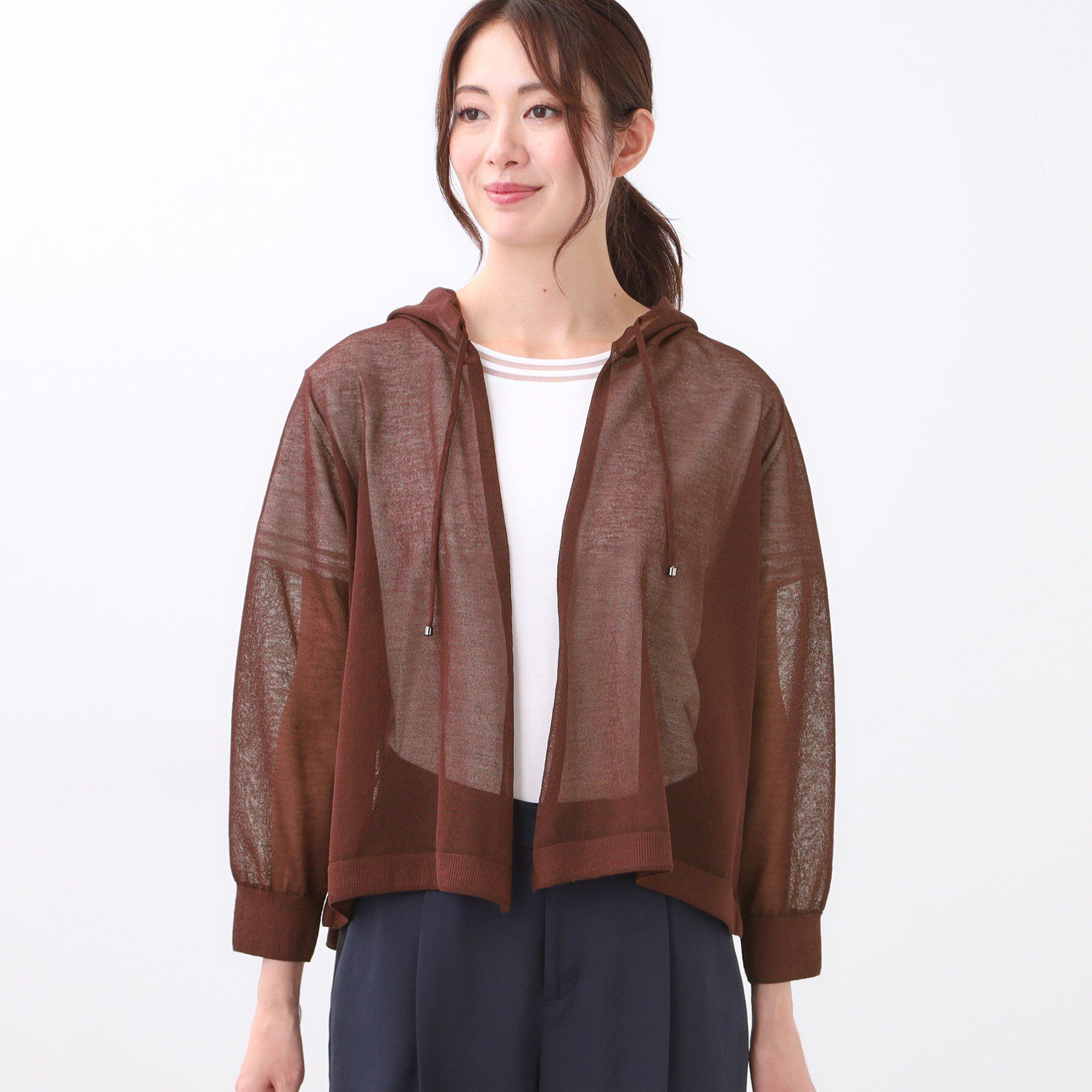 Reflect「【寒暖差対策に◎／手洗い可／旅行や通勤に】フード付きシアーカーディガン」|カーディガン|