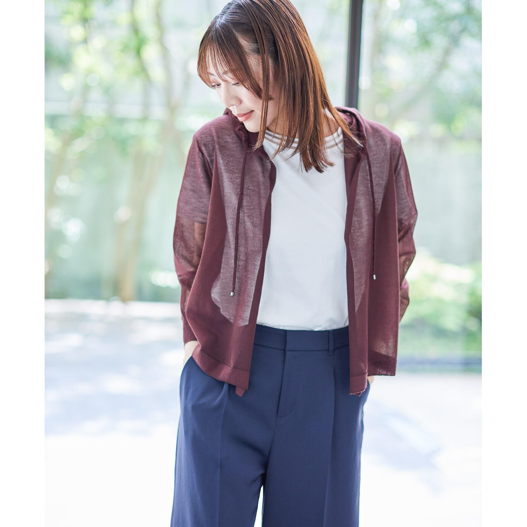 Reflect「【寒暖差対策に◎／手洗い可／旅行や通勤に】フード付きシアーカーディガン」|カーディガン|