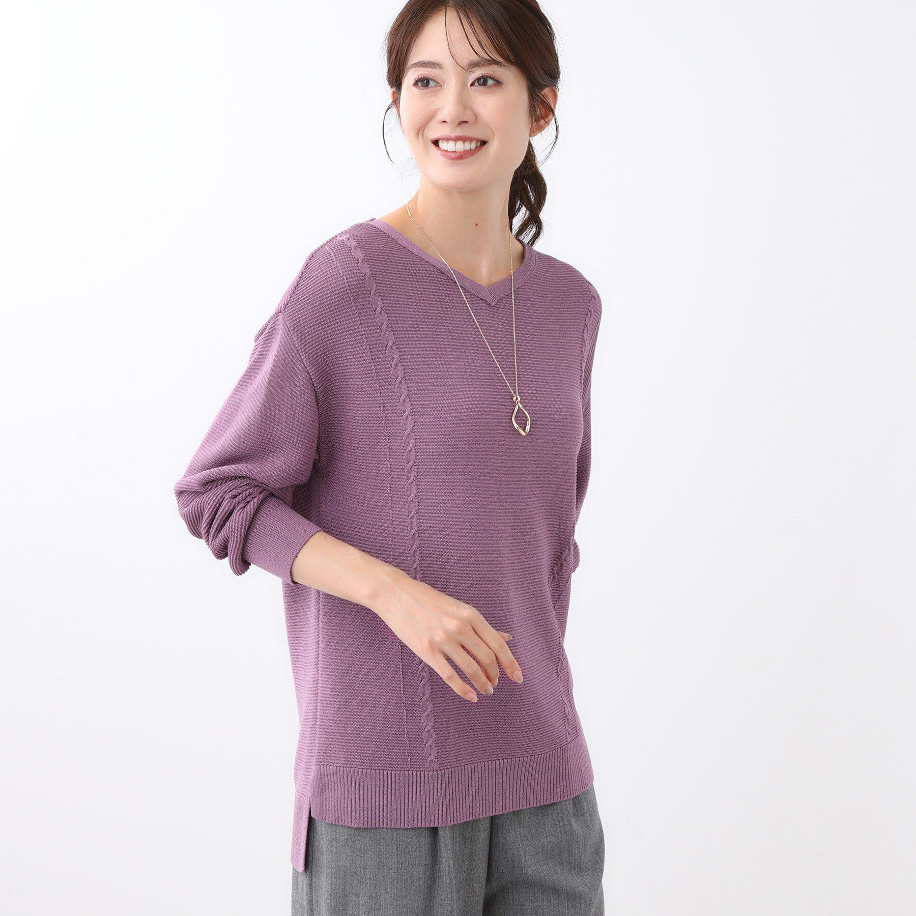 Reflect「【パンツ合わせにぴったり◎】ゆったりオフボディニット」|ニット・セーター|ピンク(072)