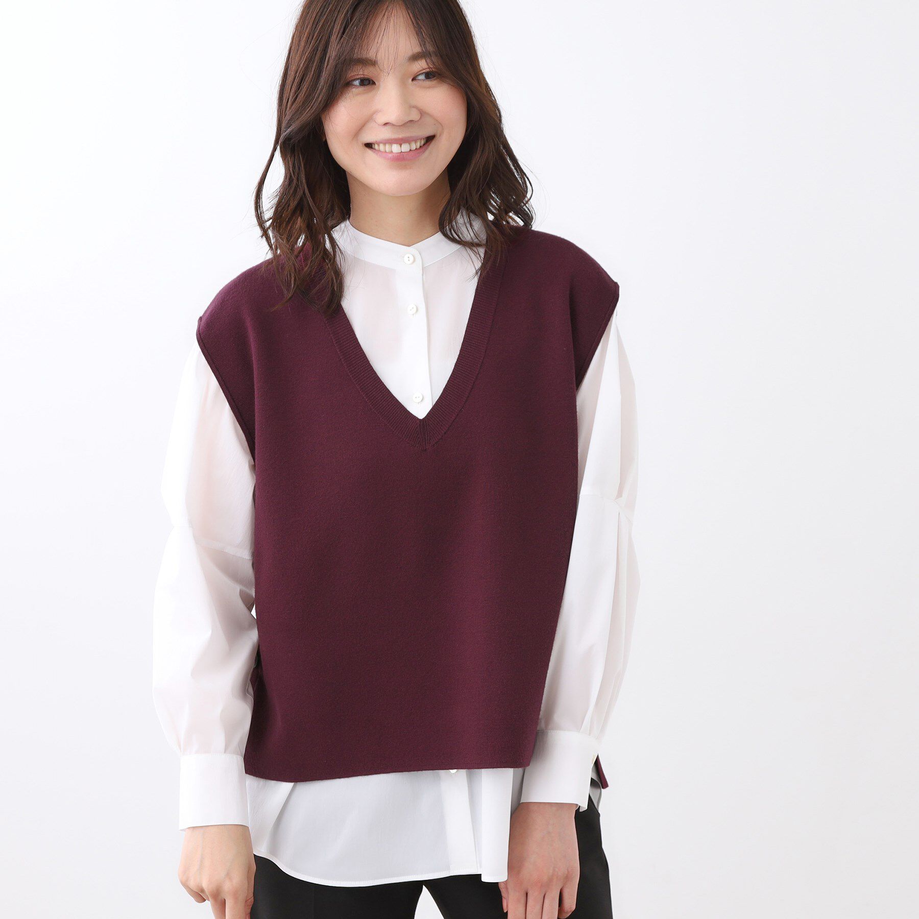 Reflect「【WEB先行カラーあり／セットアップ可】Vネックニットベスト」|ベスト・ジレ|