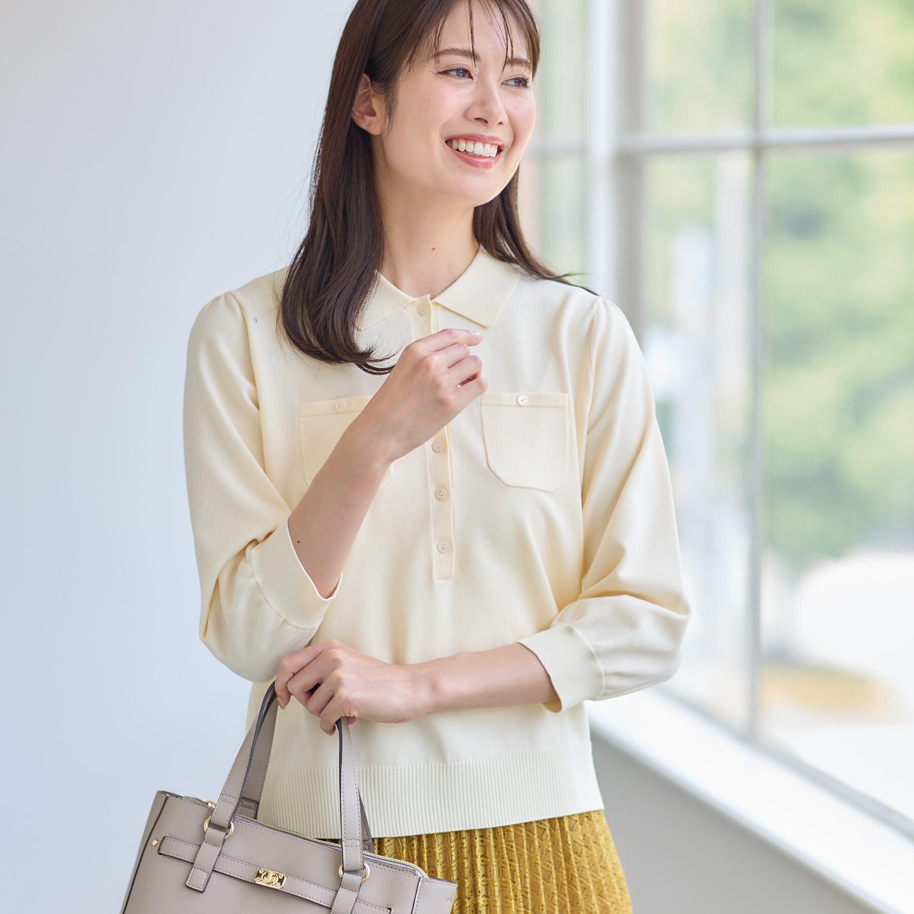 Reflect「【透けにくい◎】衿付き七分袖ニット」|ニット・セーター|