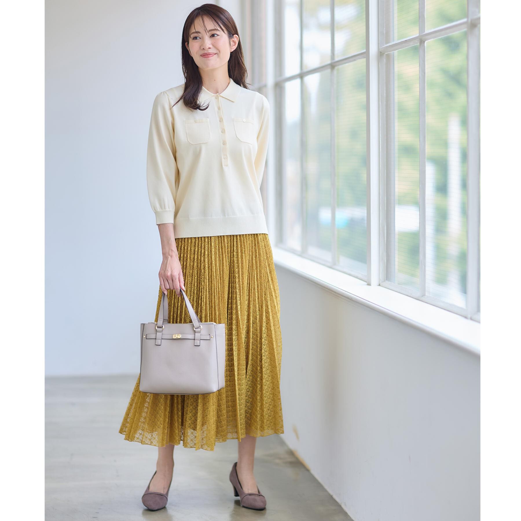 Reflect「【透けにくい◎】衿付き七分袖ニット」|ニット・セーター|