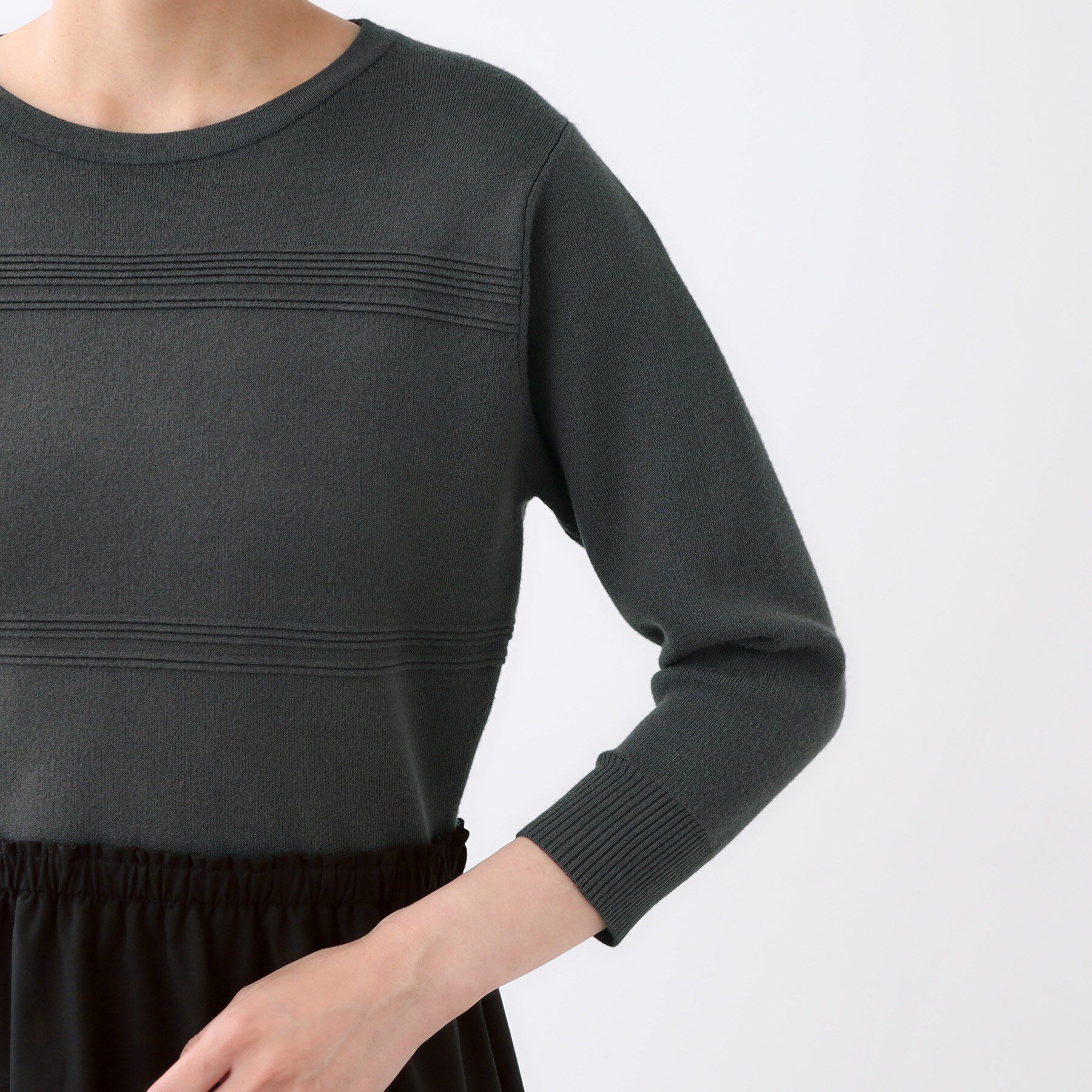 Reflect「【一枚で着映える◎／セットアップ可】ニット&times;タフタドッキングワンピース」|ワンピース|