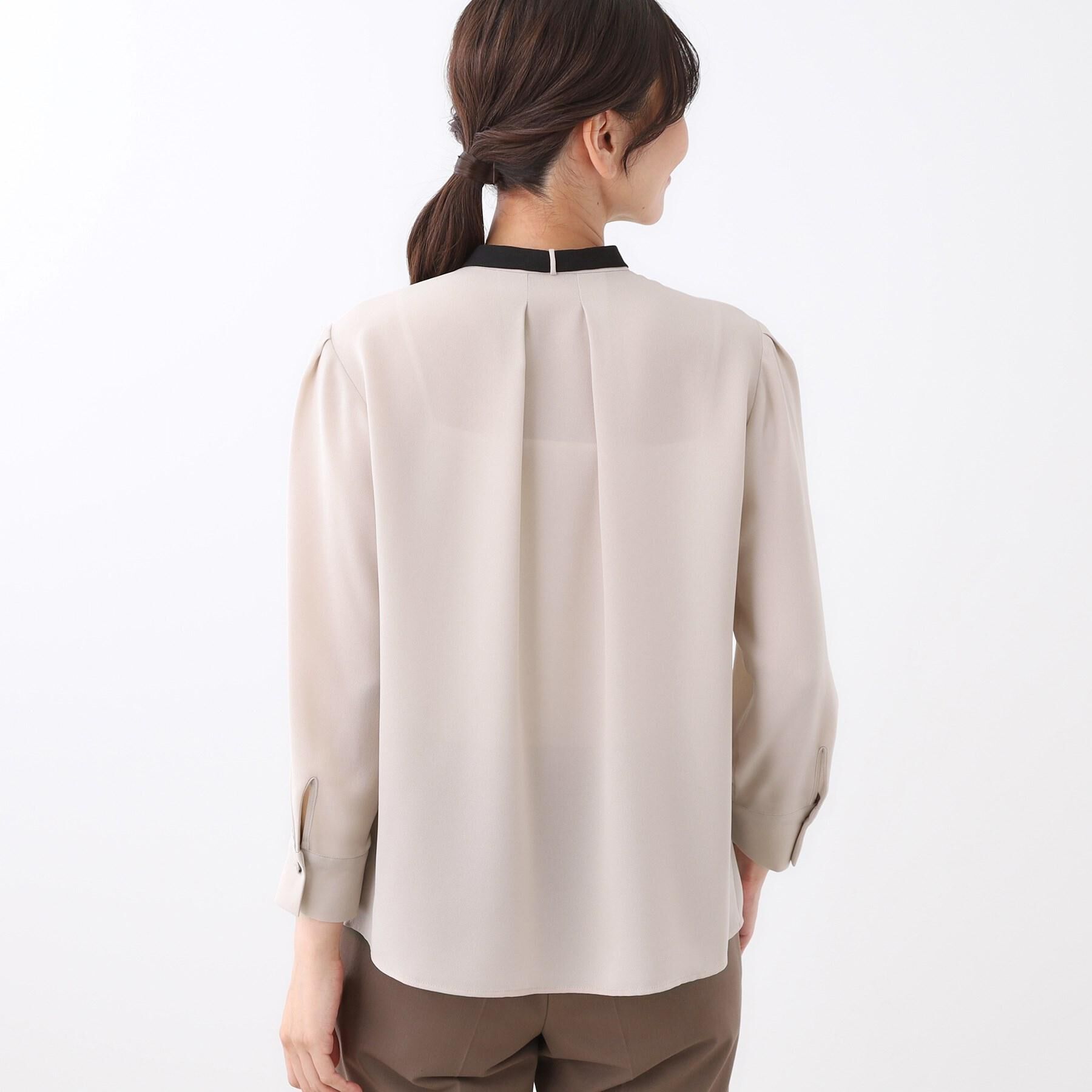 Reflect「【配色ボウタイ付き】八分袖ジョーゼットブラウス」|シャツ・ブラウス|