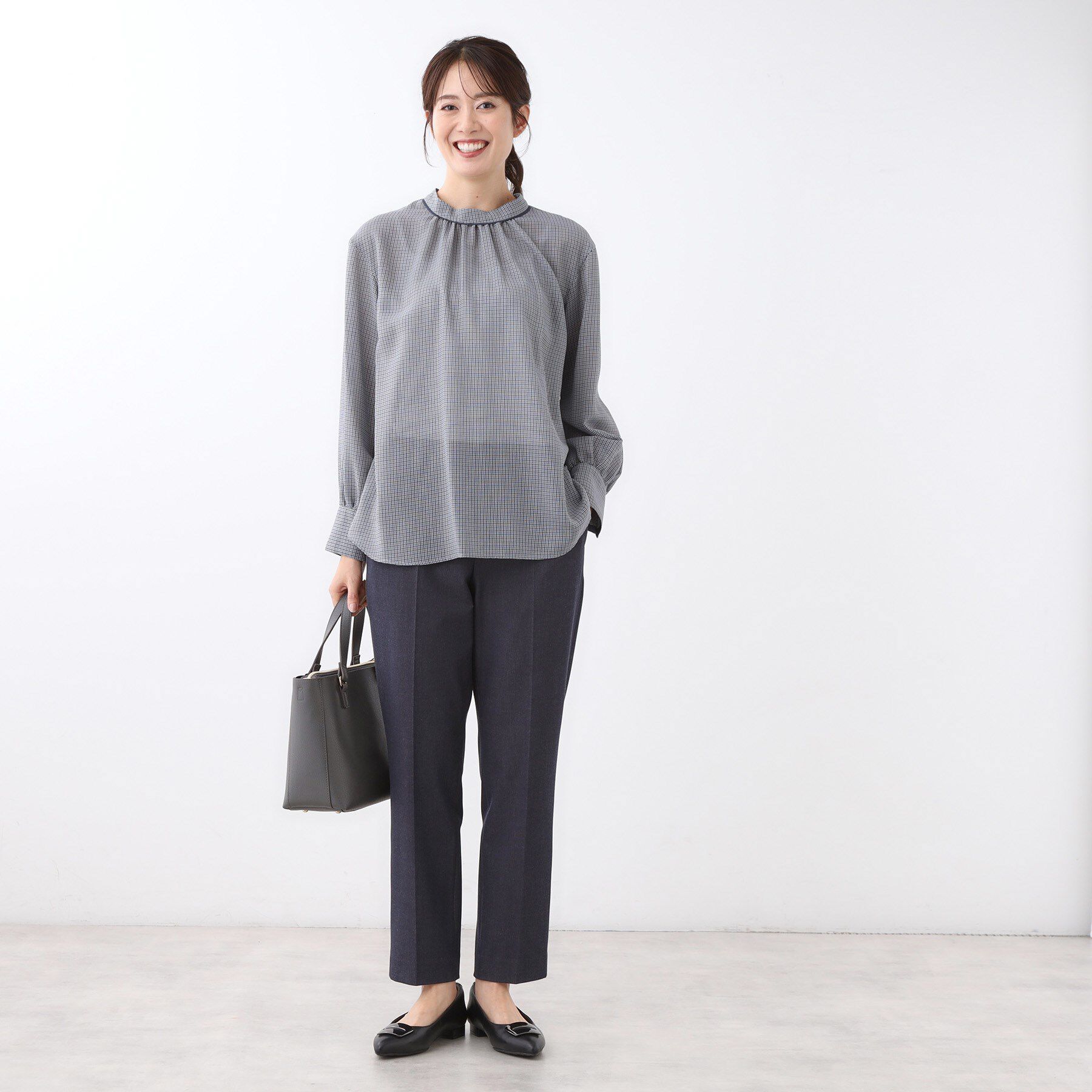 Reflect「【長め丈／ドライタッチ】ガンクラブチェック柄ブラウス」|シャツ・ブラウス|