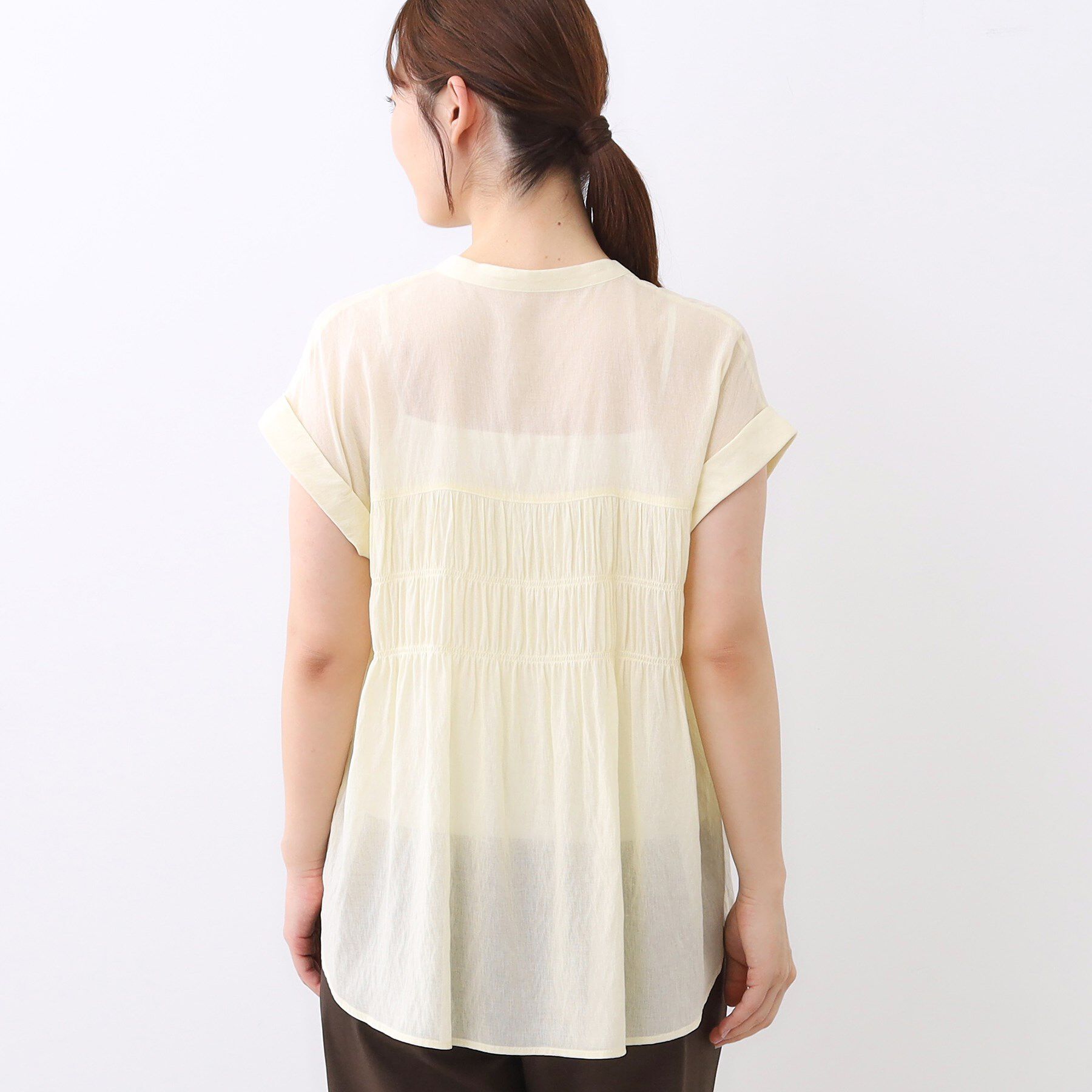 Reflect「【二の腕さりげなくカバー】シャーリングブラウス」|シャツ・ブラウス|