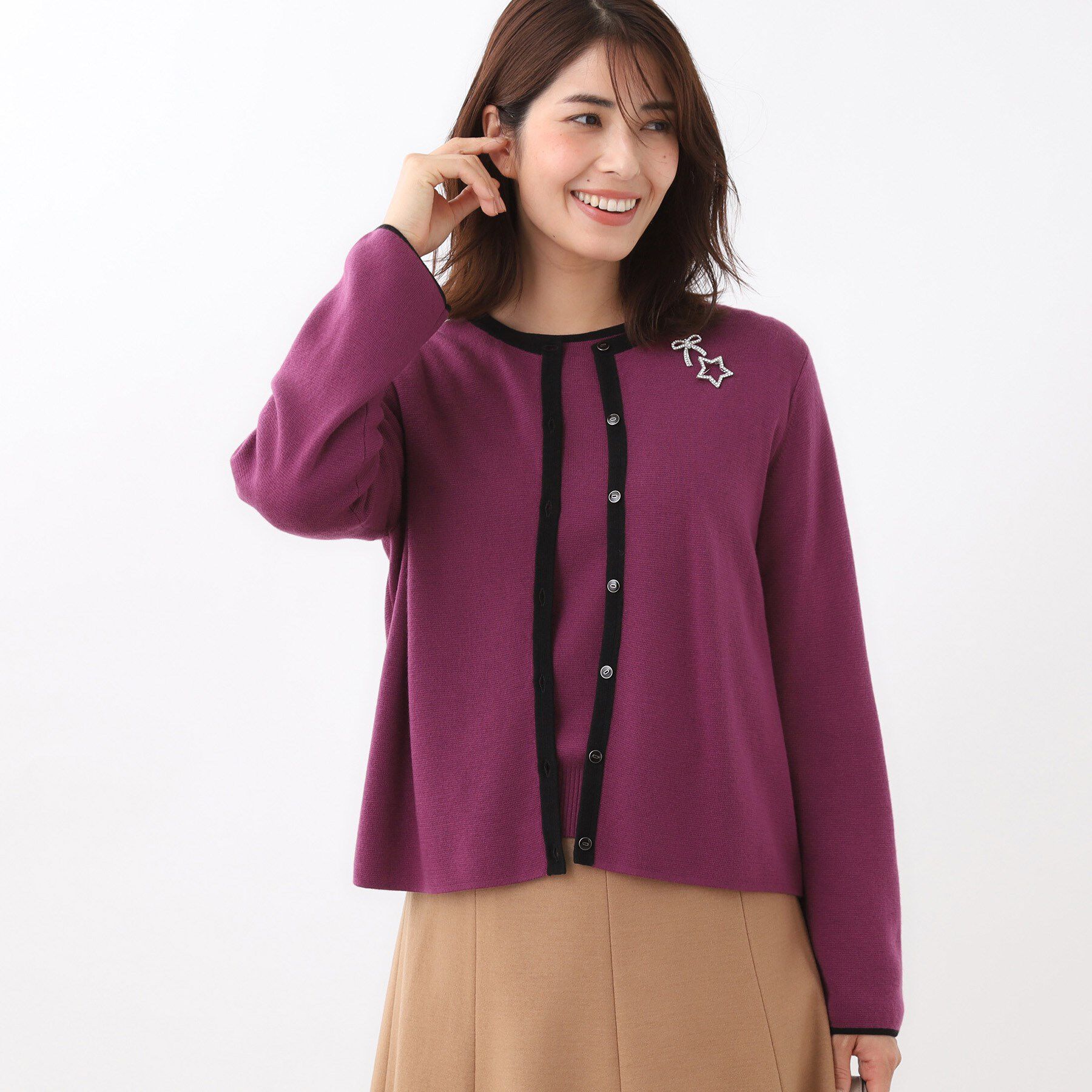 Reflect「【秋映え／単品使い◎／すっきり見え】ブローチ付きニットアンサンブル」|その他|