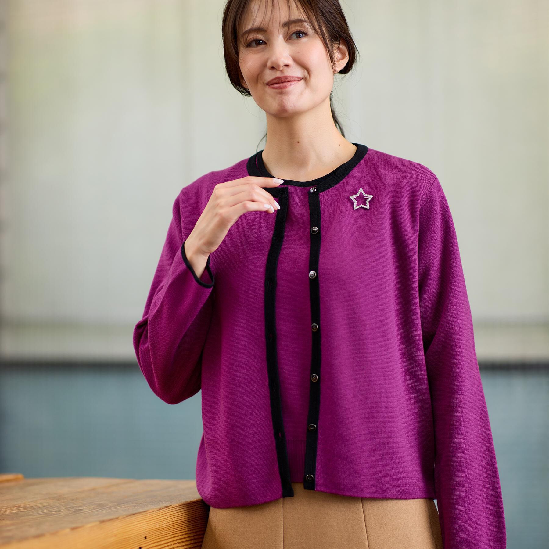 Reflect「【秋映え／単品使い◎／すっきり見え】ブローチ付きニットアンサンブル」|その他|