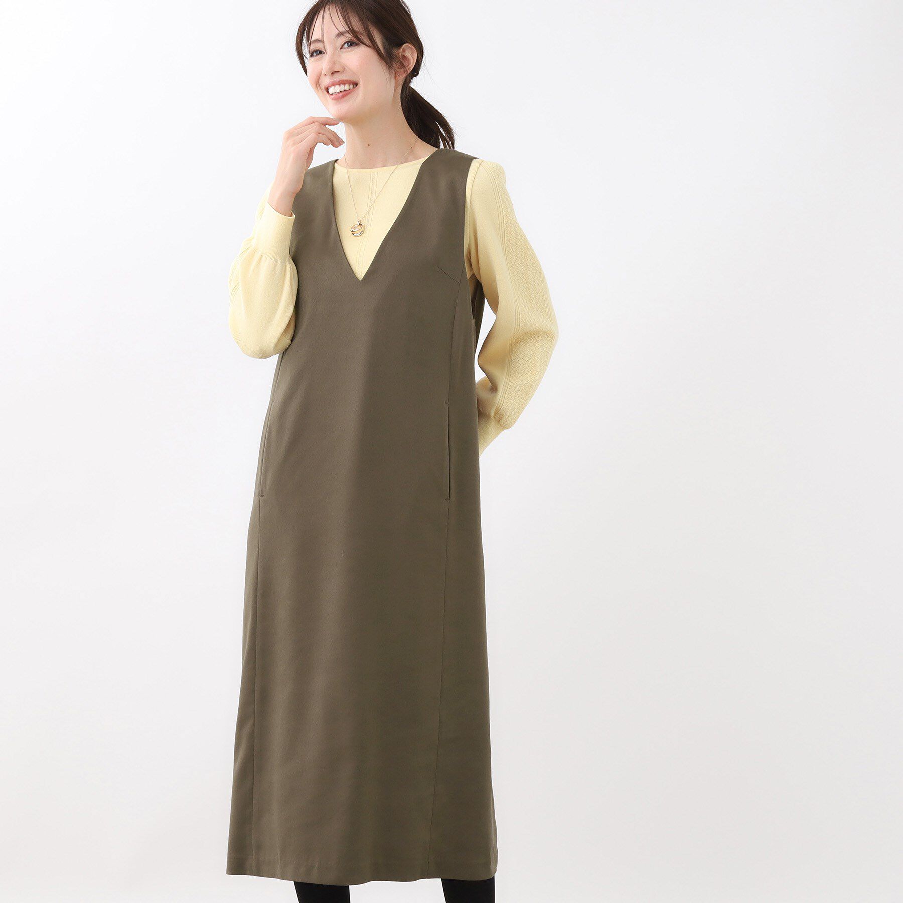 Reflect「【すっきりシルエット】スエードライクジャンパースカ―ト」|ワンピース|