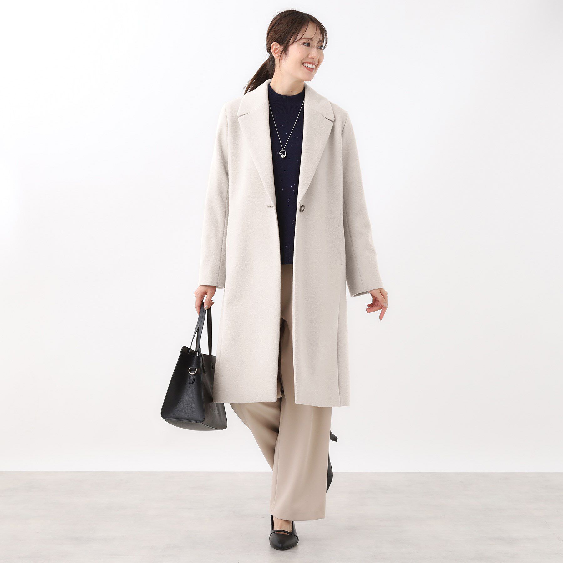 Reflect「【選べる6色】テーラードカラーロングウール混コート」|チェスターコート|