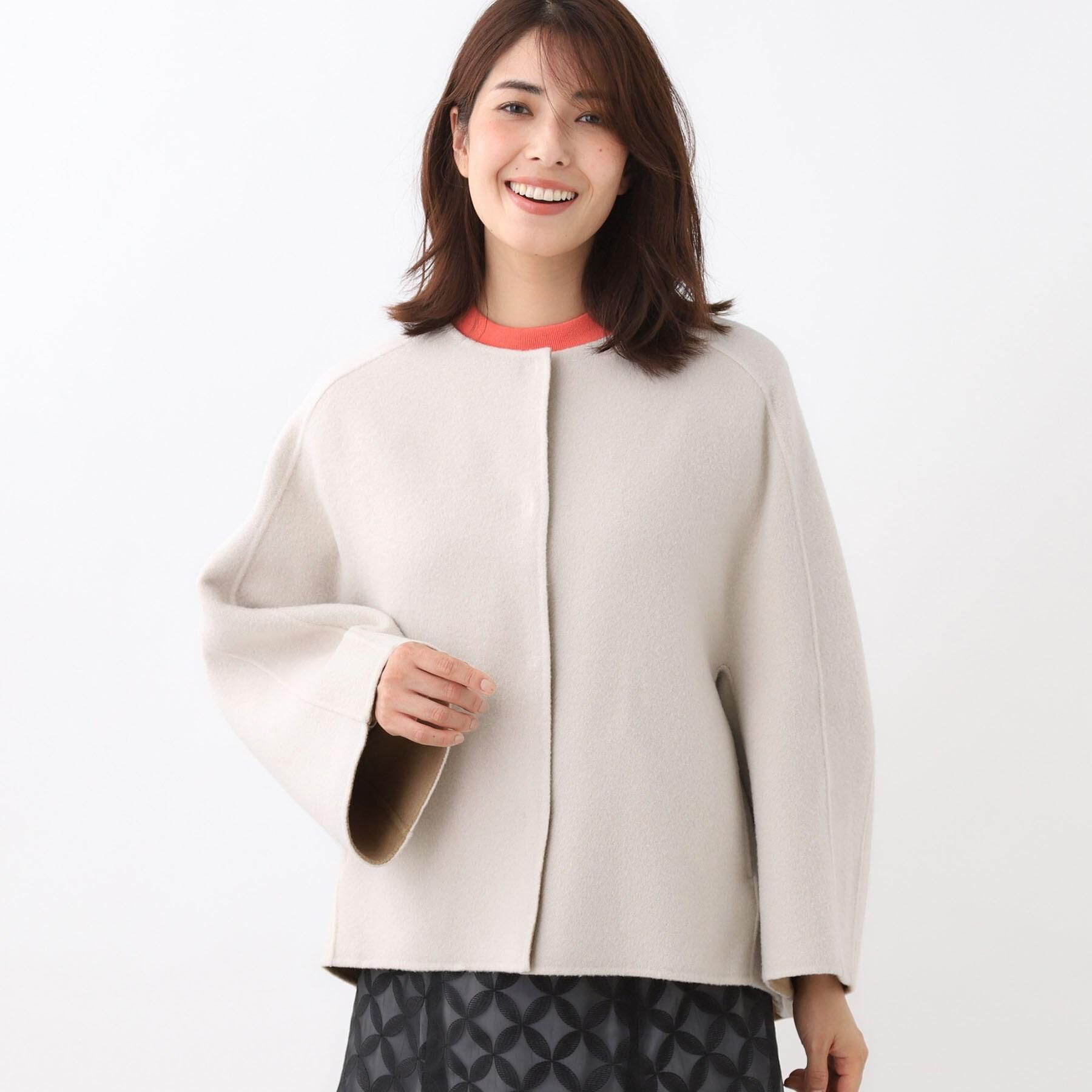 Reflect「リバー仕立てショートコート」|ノーカラーコート|