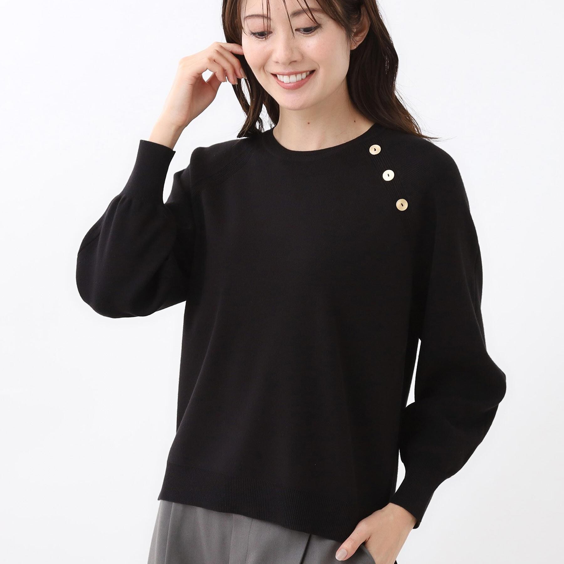 Reflect「【ゆったり着られる◎】ラグランスリーブニット」|ニット・セーター|ブラック(019)