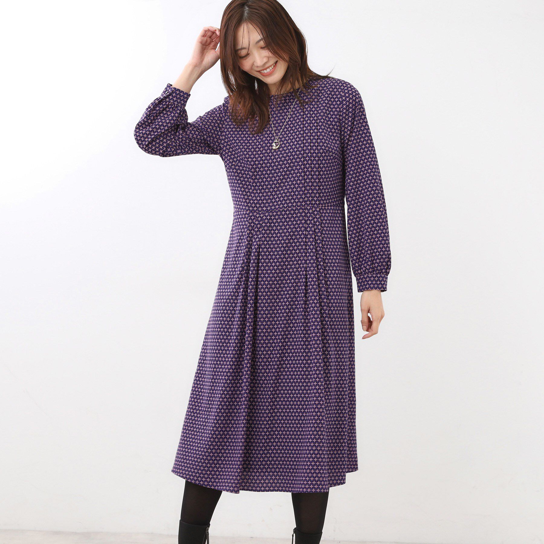 Reflect「【通勤にもお出かけにも◎】ジオメプリントクラシカルワンピース」|ワンピース|