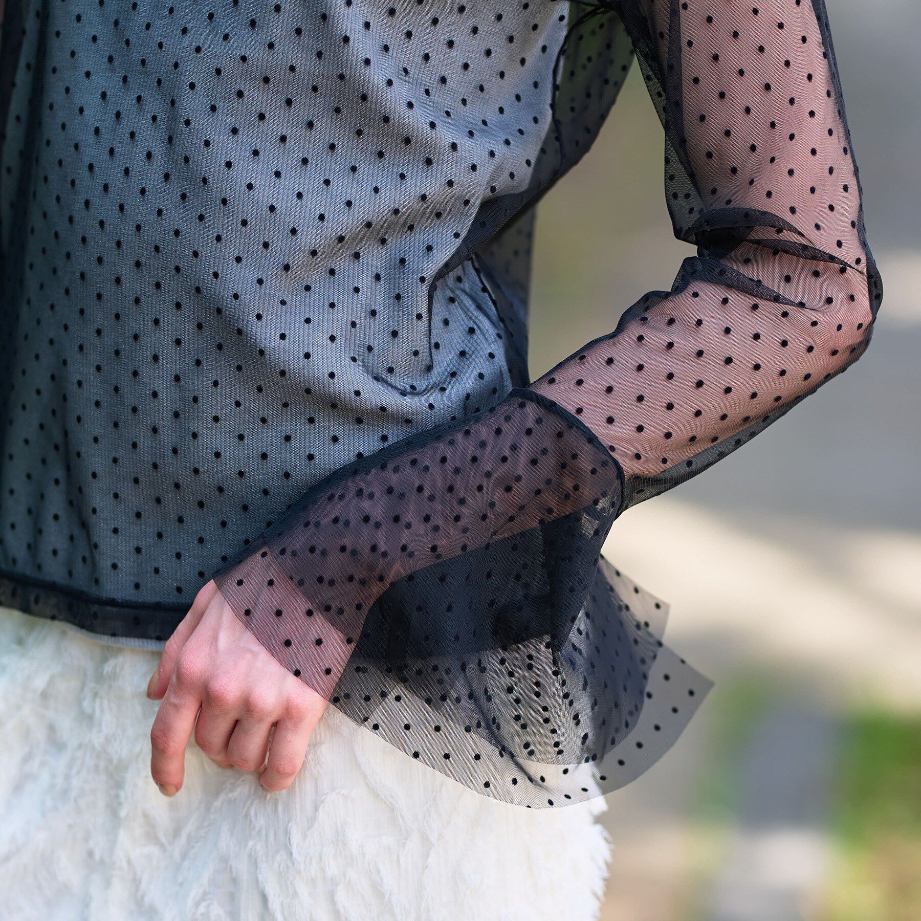 DRESSTERIOR「【洗える/シアー素材】シアードットベルスリーブカットソー」|Tシャツ・カットソー|