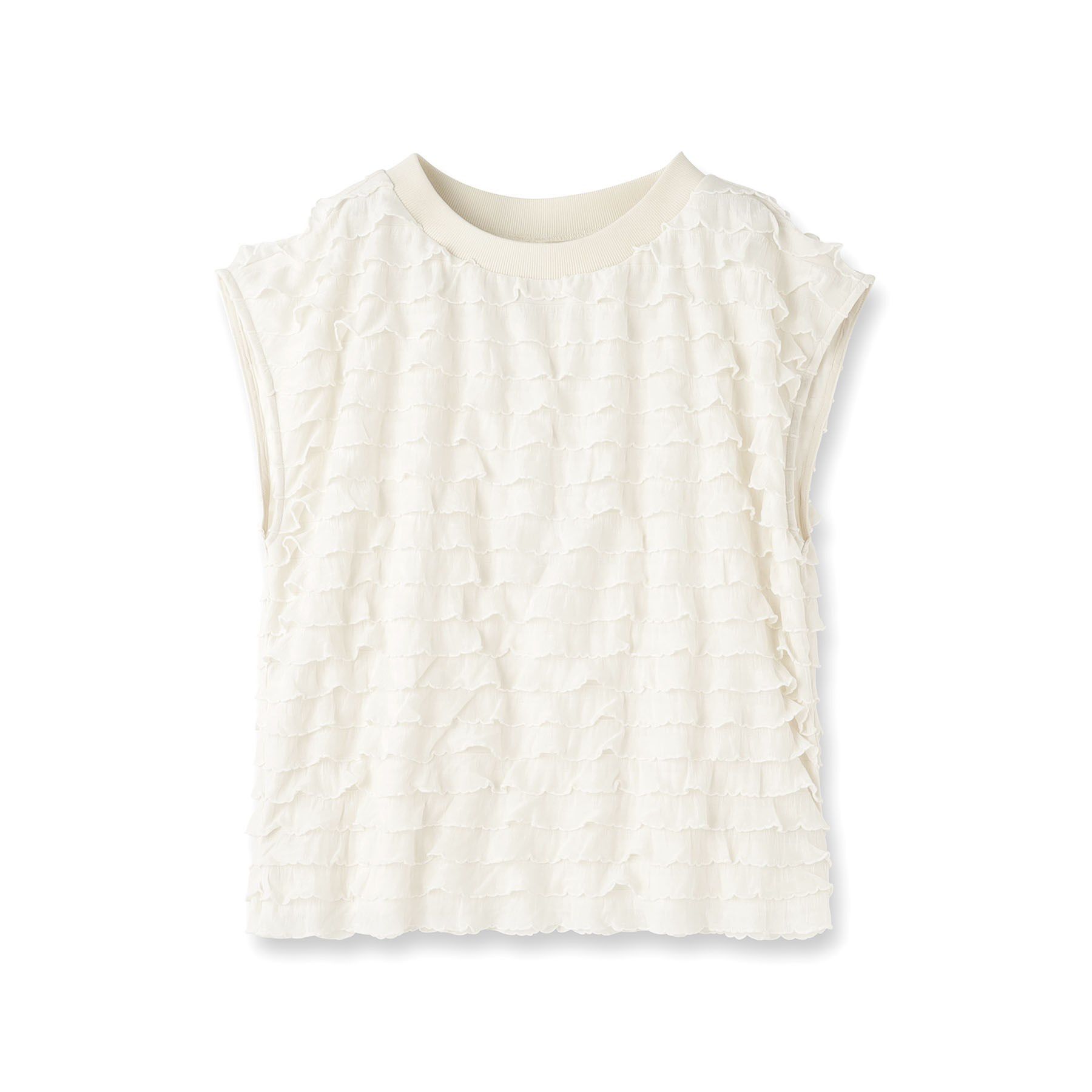 DRESSTERIOR「PROVOKE（プロヴォーク）【別注】フリルフレンチスリーブトップス」|Tシャツ・カットソー|ライトベージュ(05