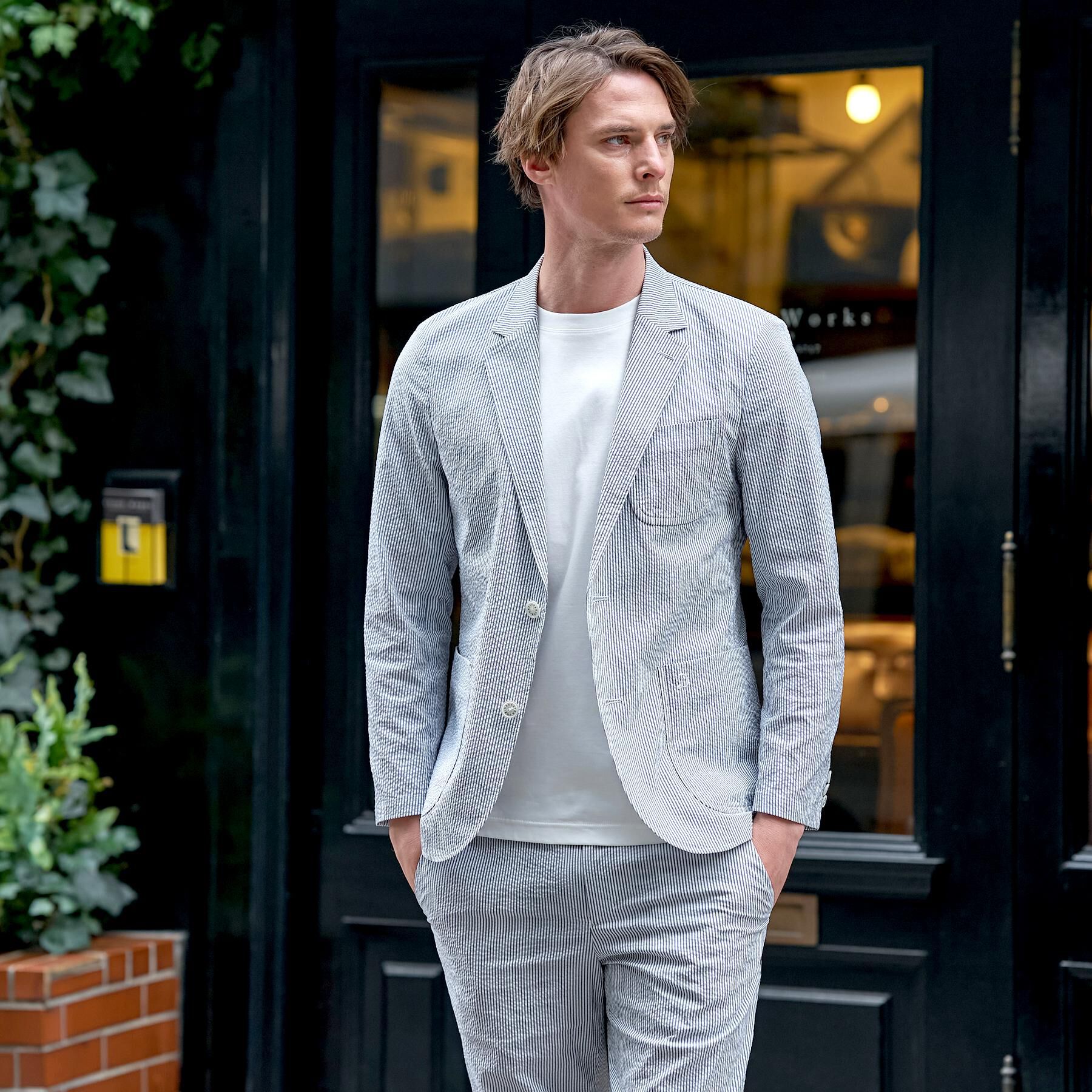 DRESSTERIOR「【吸湿速乾/セットアップ可/ウォッシャブル】COOLMAX シアサッカー サマージャケット」|テーラードジャケット|