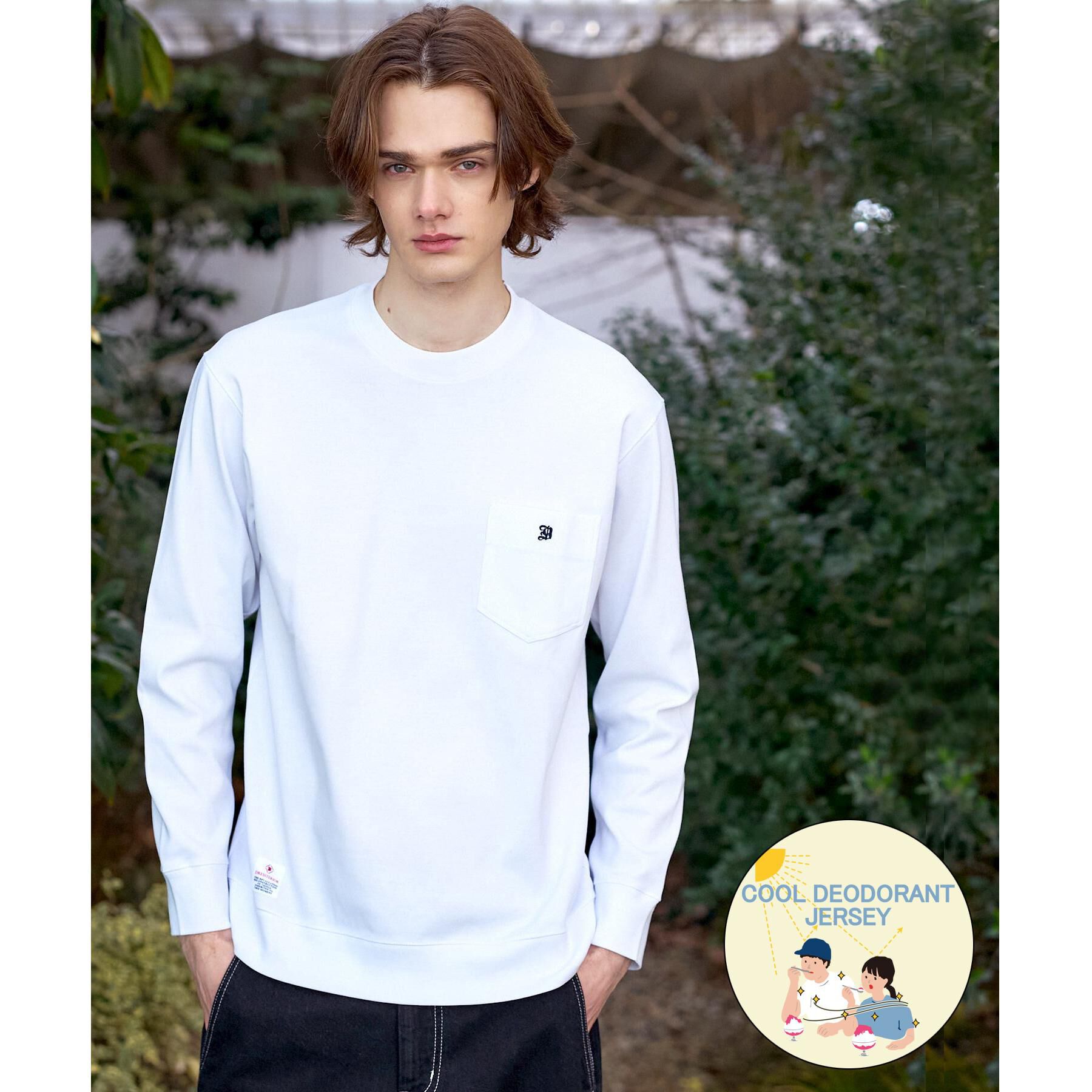 DRESSTERIOR「【抗菌防臭／UVカット／しわ防止】クールデオドラント フライスロングTシャツ」|Tシャツ・カットソー|ホワイト(001)