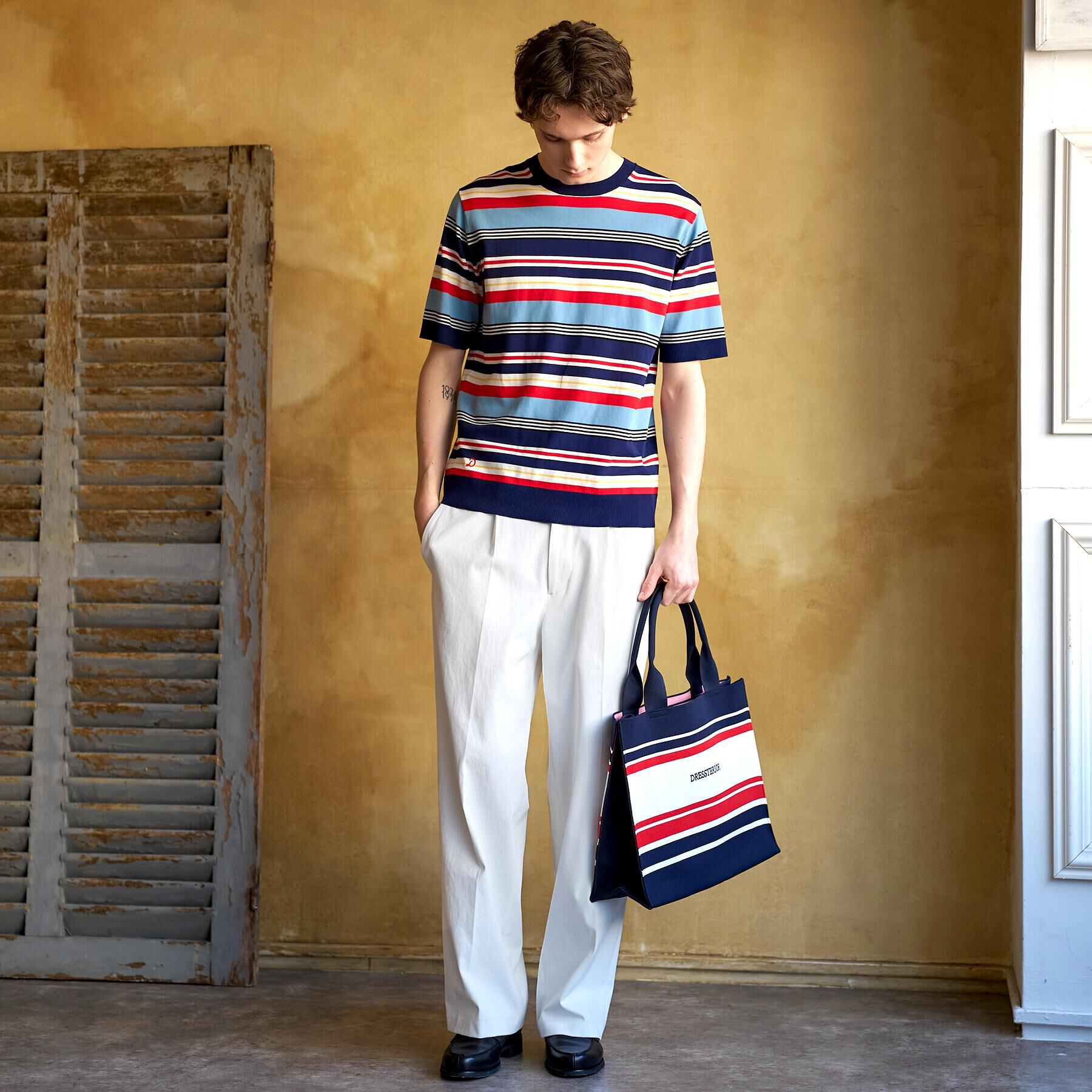 DRESSTERIOR「【ウォッシャブル】コットンシルク マルチボーダーニット」|ニット・セーター|