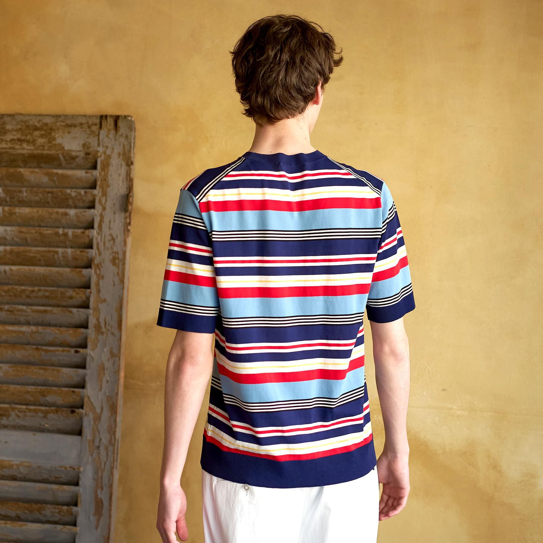 DRESSTERIOR「【ウォッシャブル】コットンシルク マルチボーダーニット」|ニット・セーター|