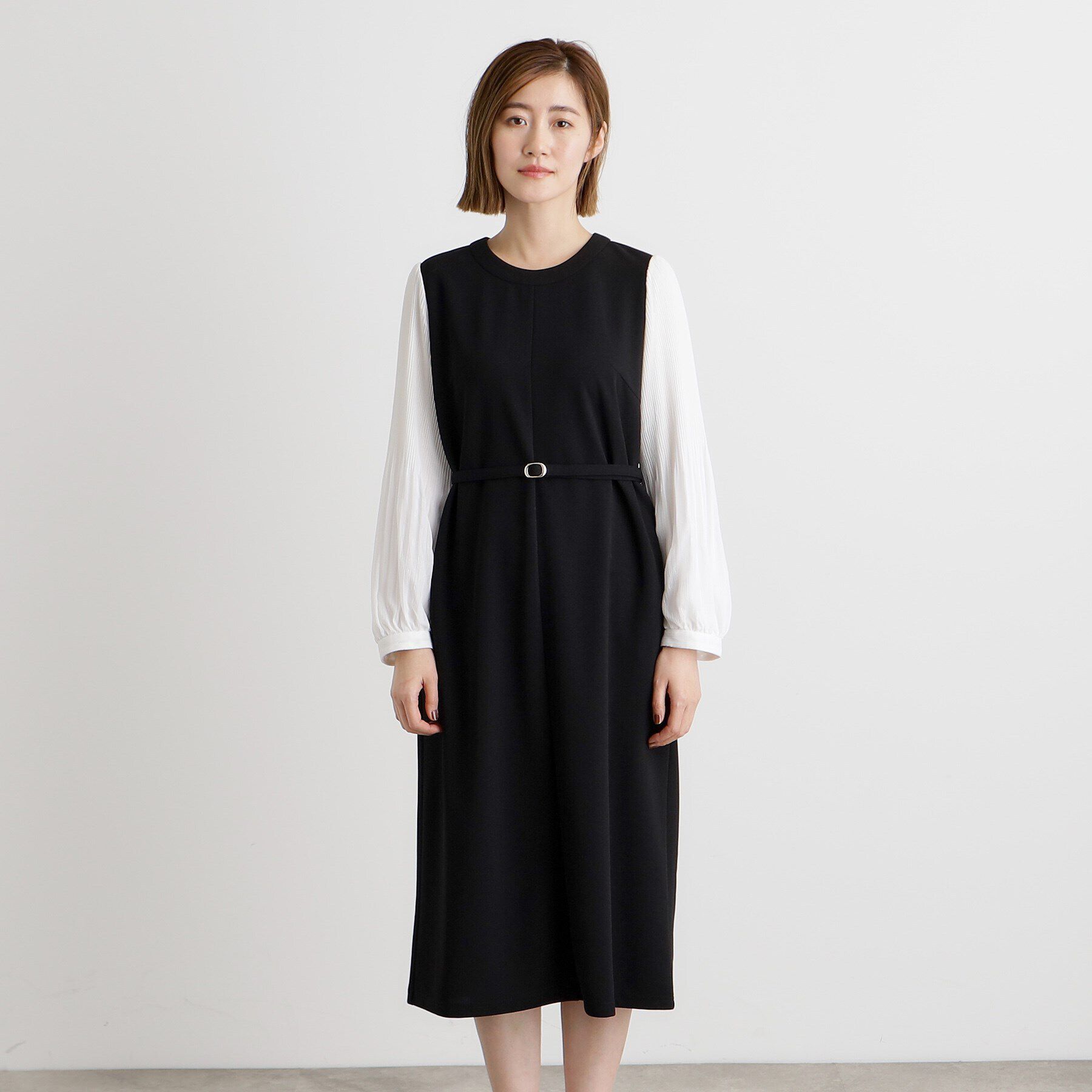 grove「ベルト付き袖プリーツサックワンピース」|ワンピース|