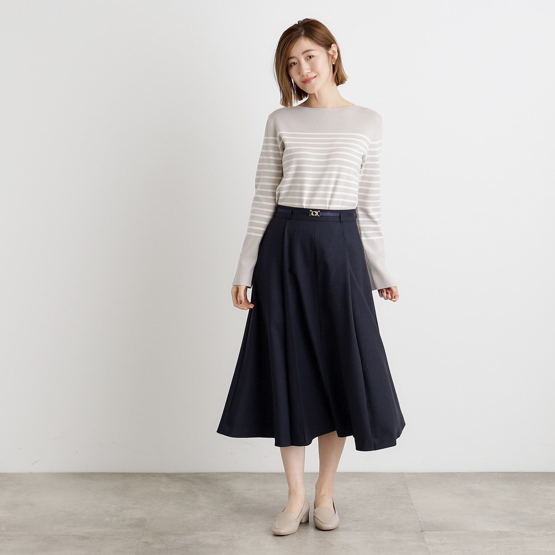 grove「ベルト付きラメツイルフレアスカート」|スカート|
