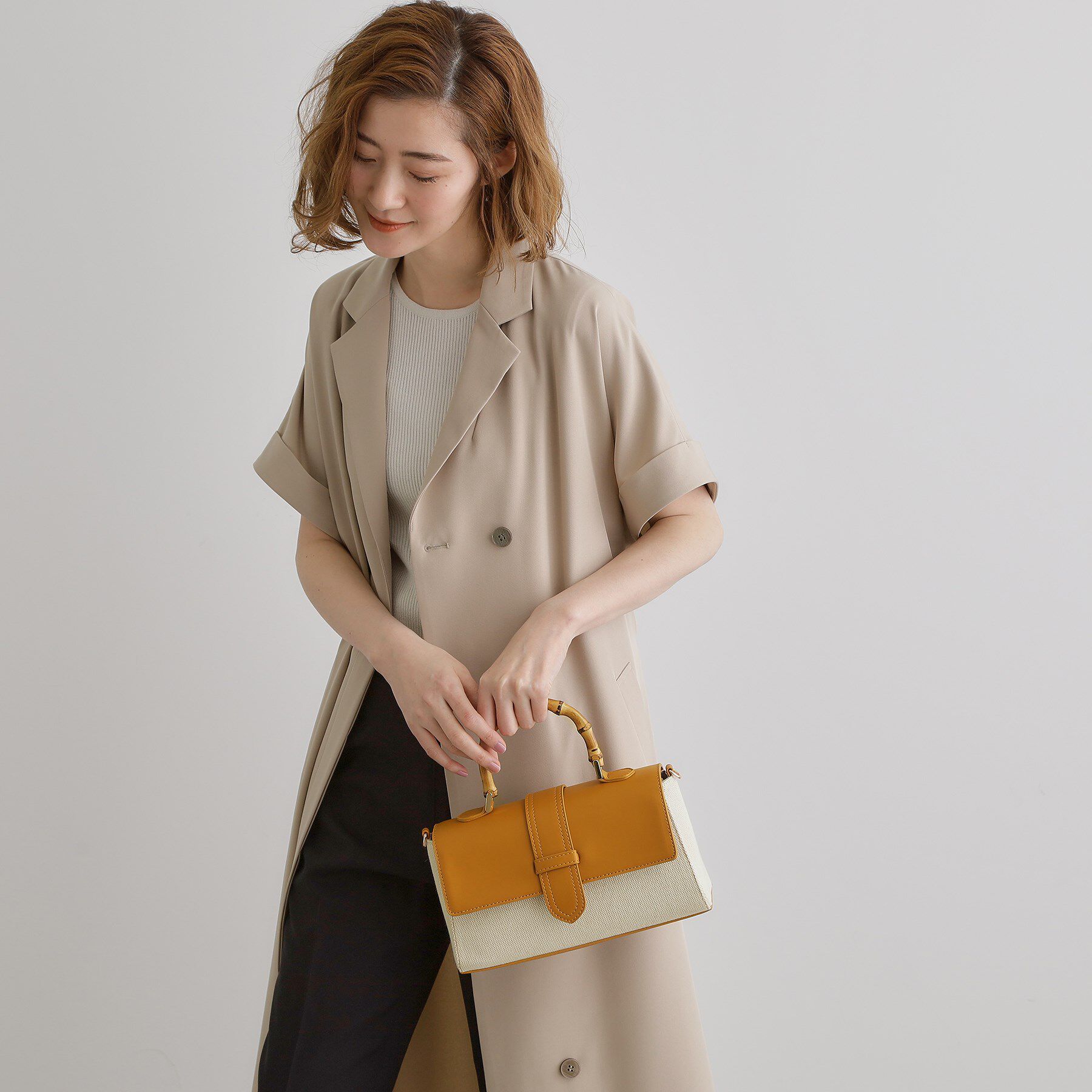 grove「【雑誌掲載】フラップバンブーハンドル2WAYトート」|ハンドバッグ|