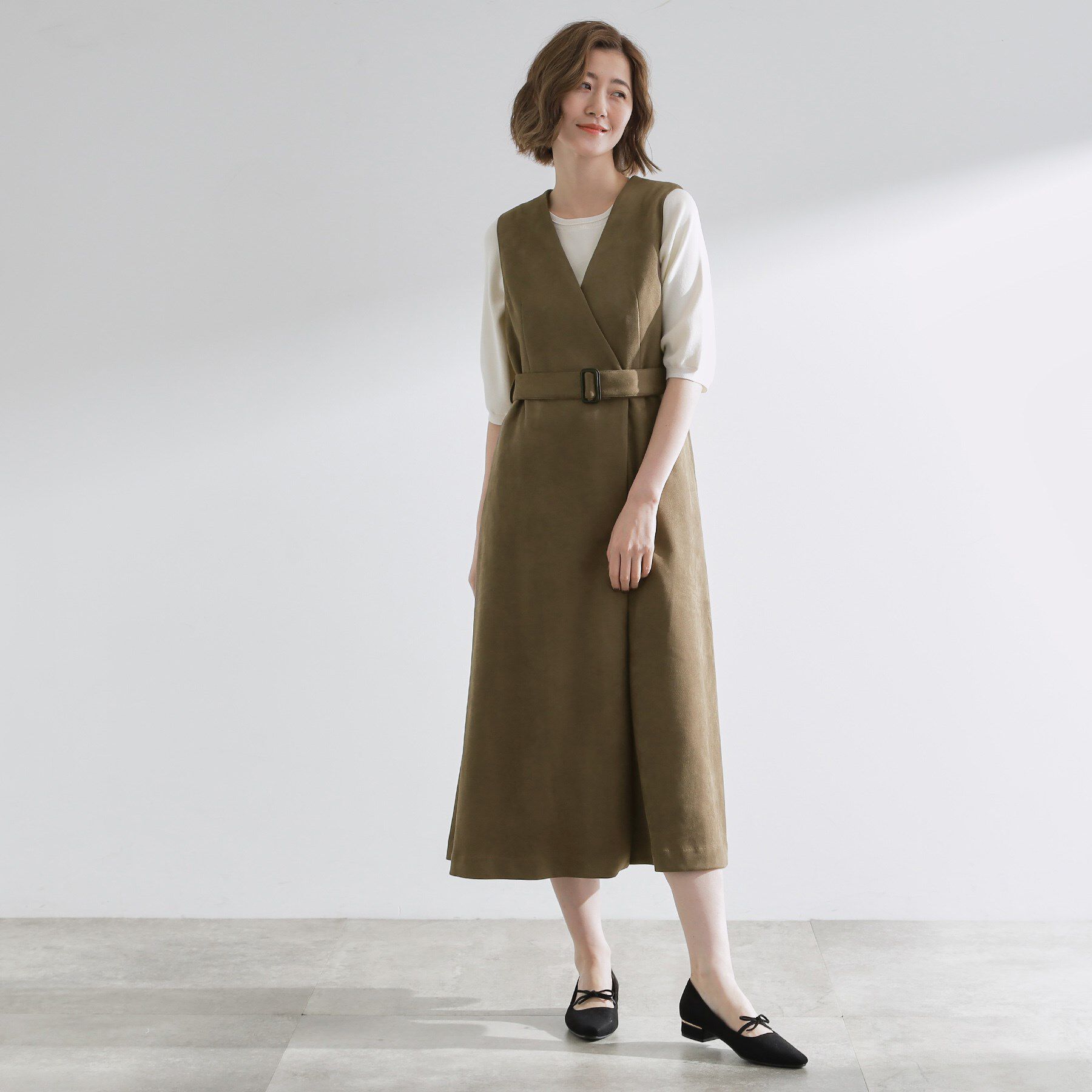 grove「【2WAY】スウェード調ジレワンピース」|ワンピース|