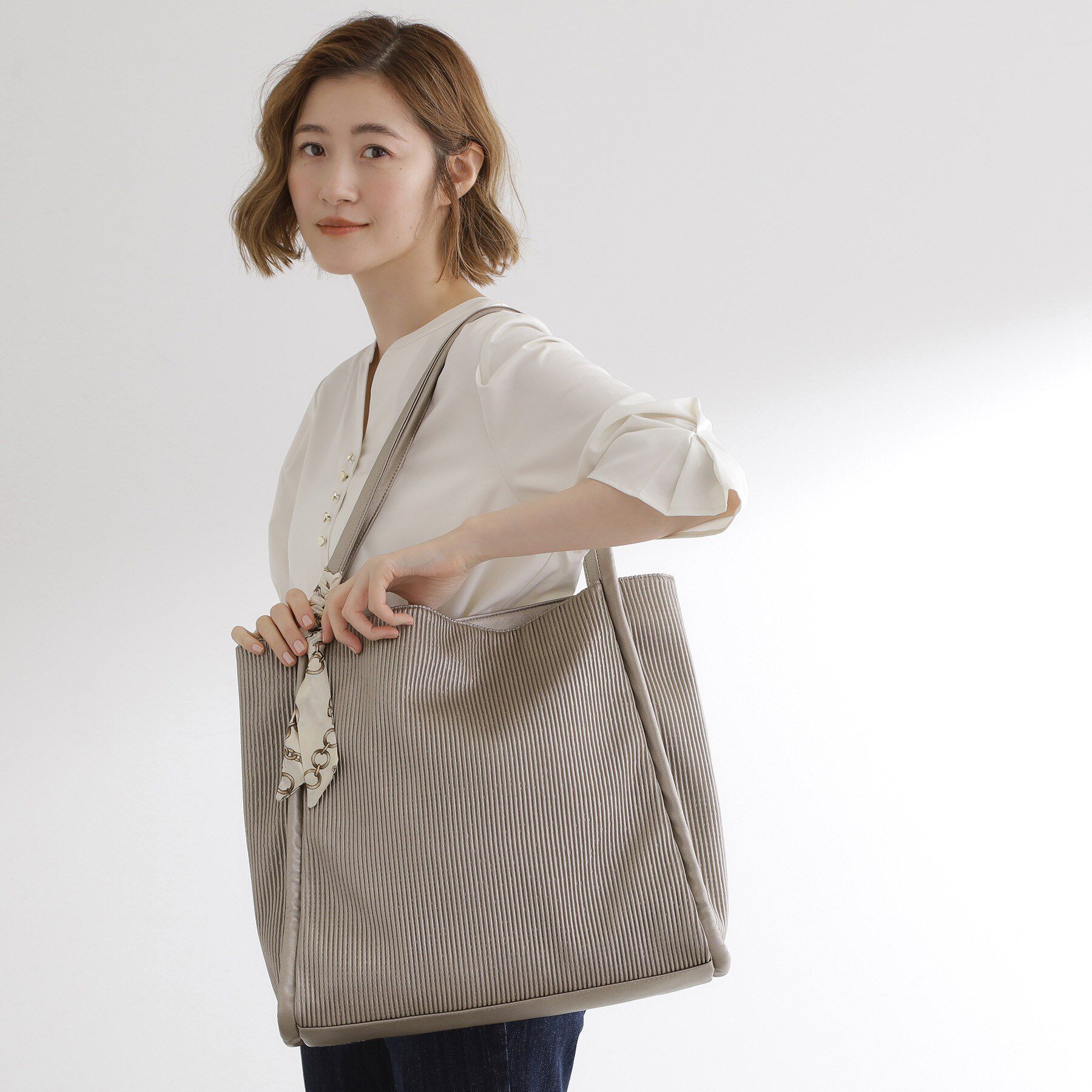 grove「【A4】プリーツスカーフ付トート」|トートバッグ|