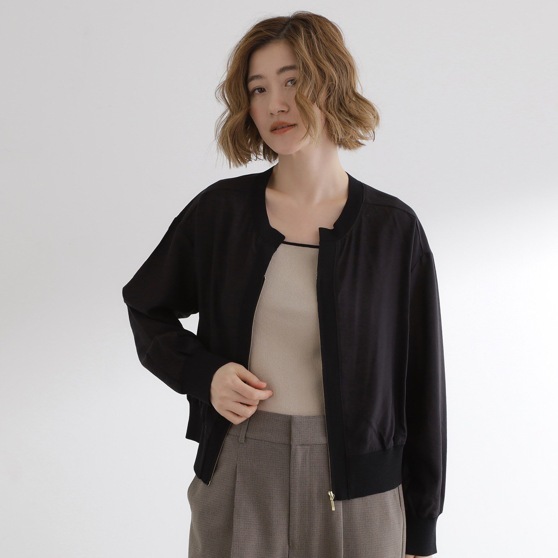 grove「軽やかに秋先取り　ブルゾン感覚で着られるカーディガン」|ブルゾン・スタジャン|