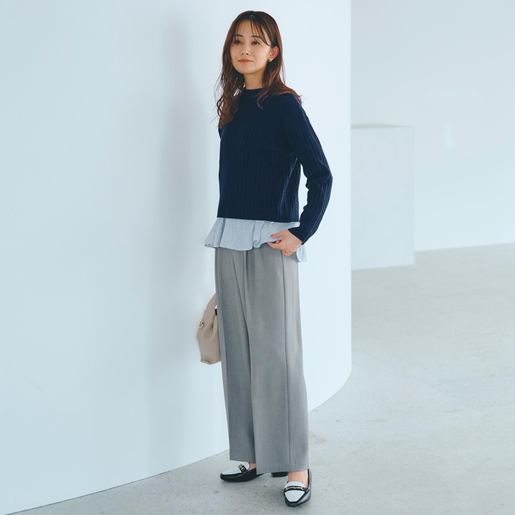 grove「【毛玉軽減／洗える】クロップドミニケーブルニット」|ニット・セーター|