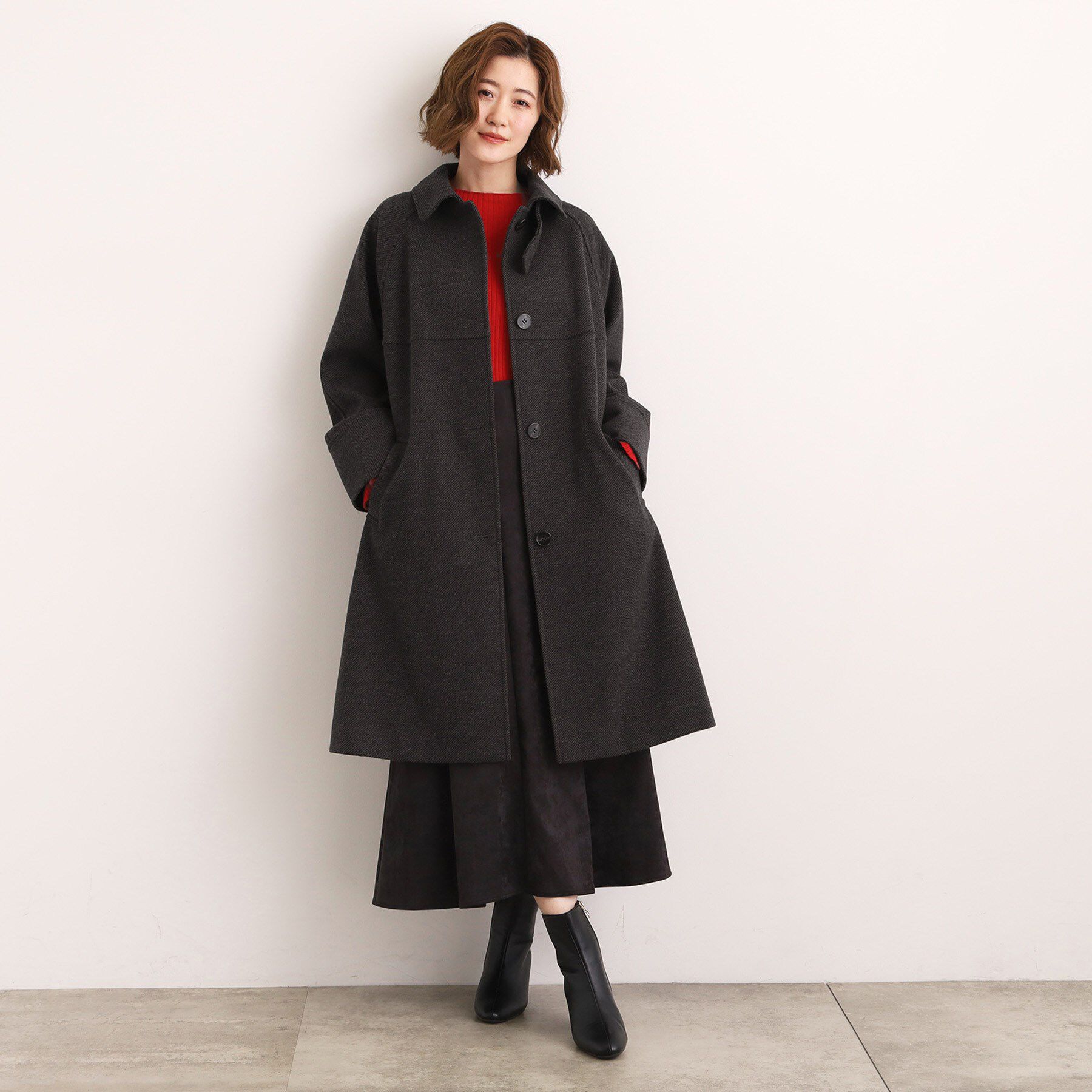 grove「クラシカルな佇まい 大人のステンカラーロングコート」|ステンカラーコート|