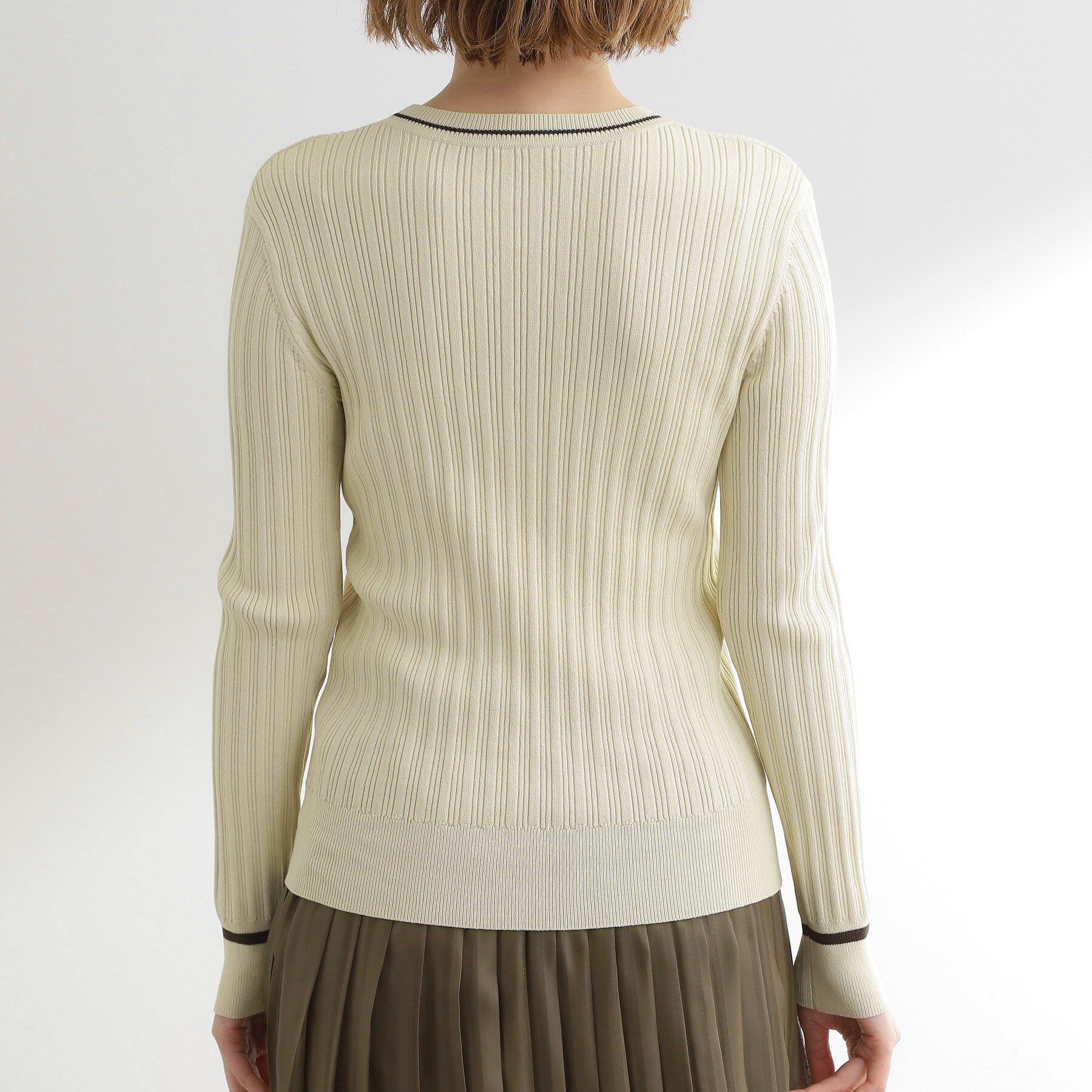 grove「【毛玉軽減】配色ラインランダムリブニット」|ニット・セーター|